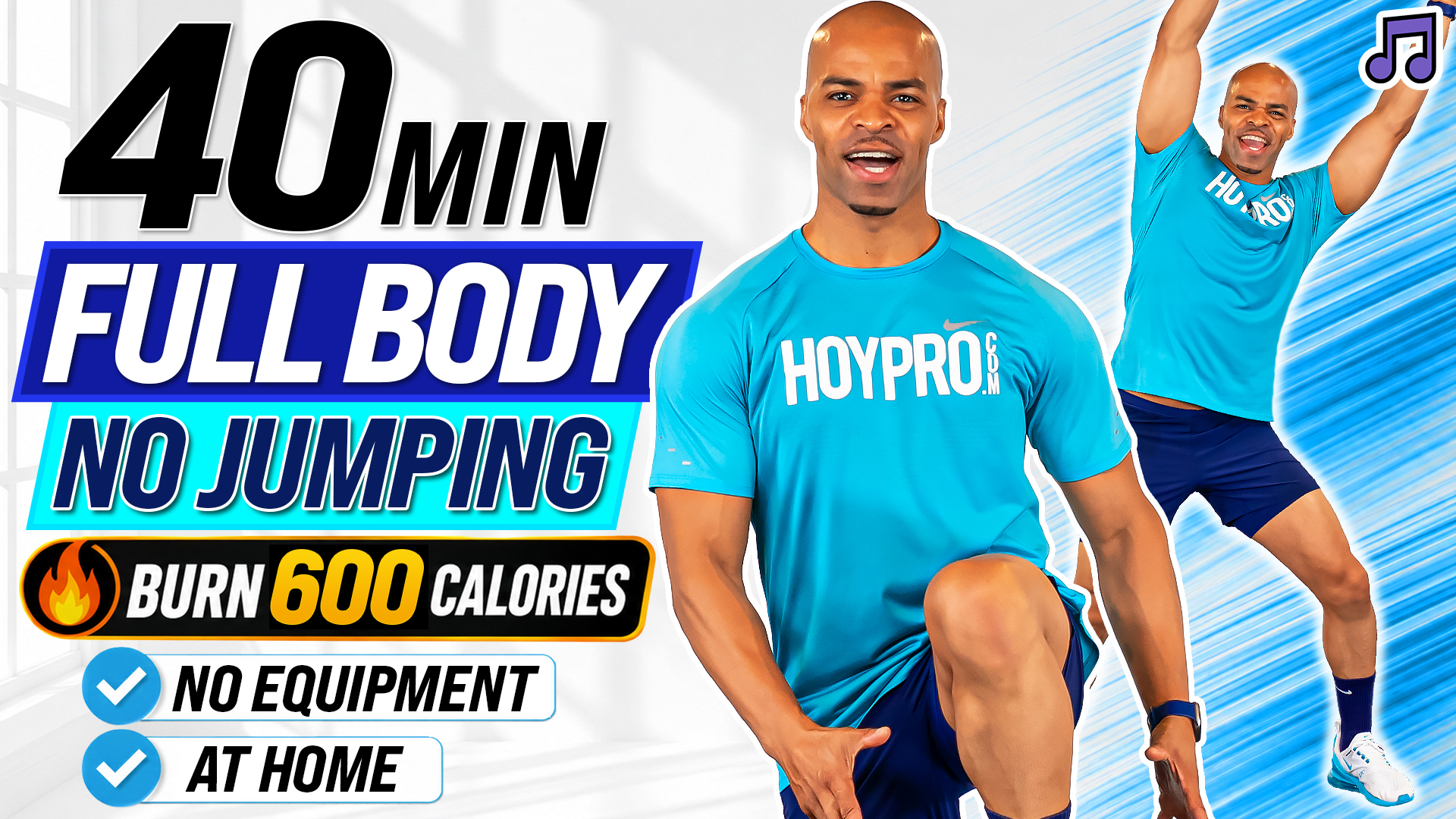40 Minute No Jumping HIIT 🔥 No Equipment | Full Body