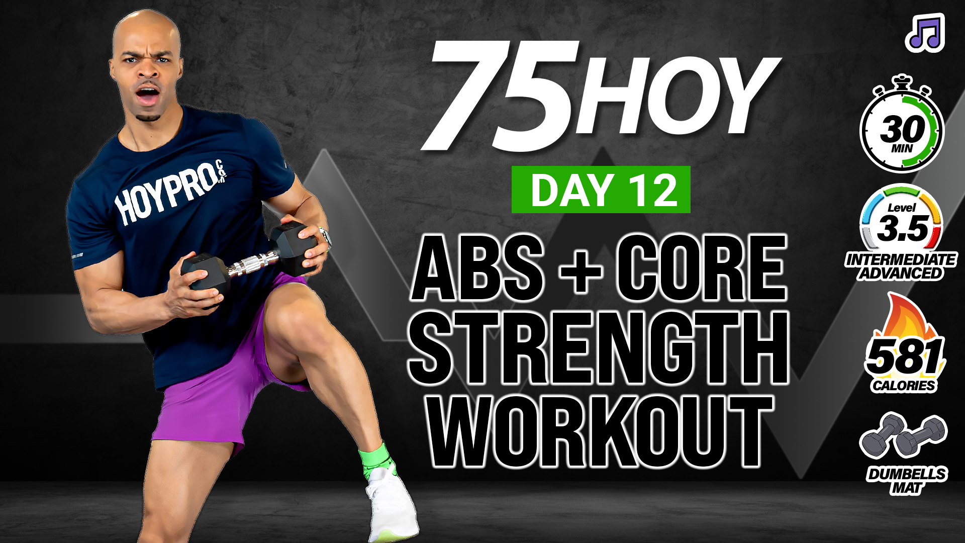 30 Minute All Over Abs & Core Strength Workout - 75 HOY #12 (Music)