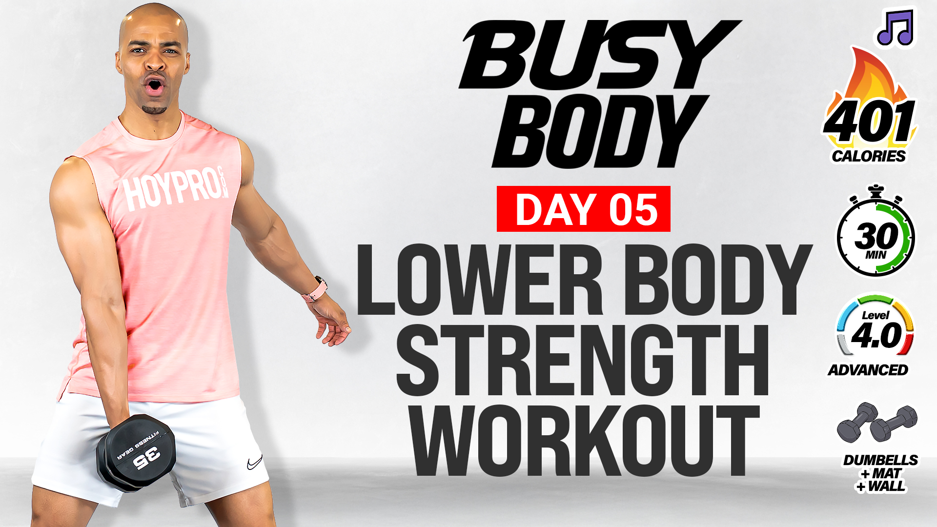 30 Minute Lower Body Hams, Quads & Glutes - BUSY BODY #05 (Music)