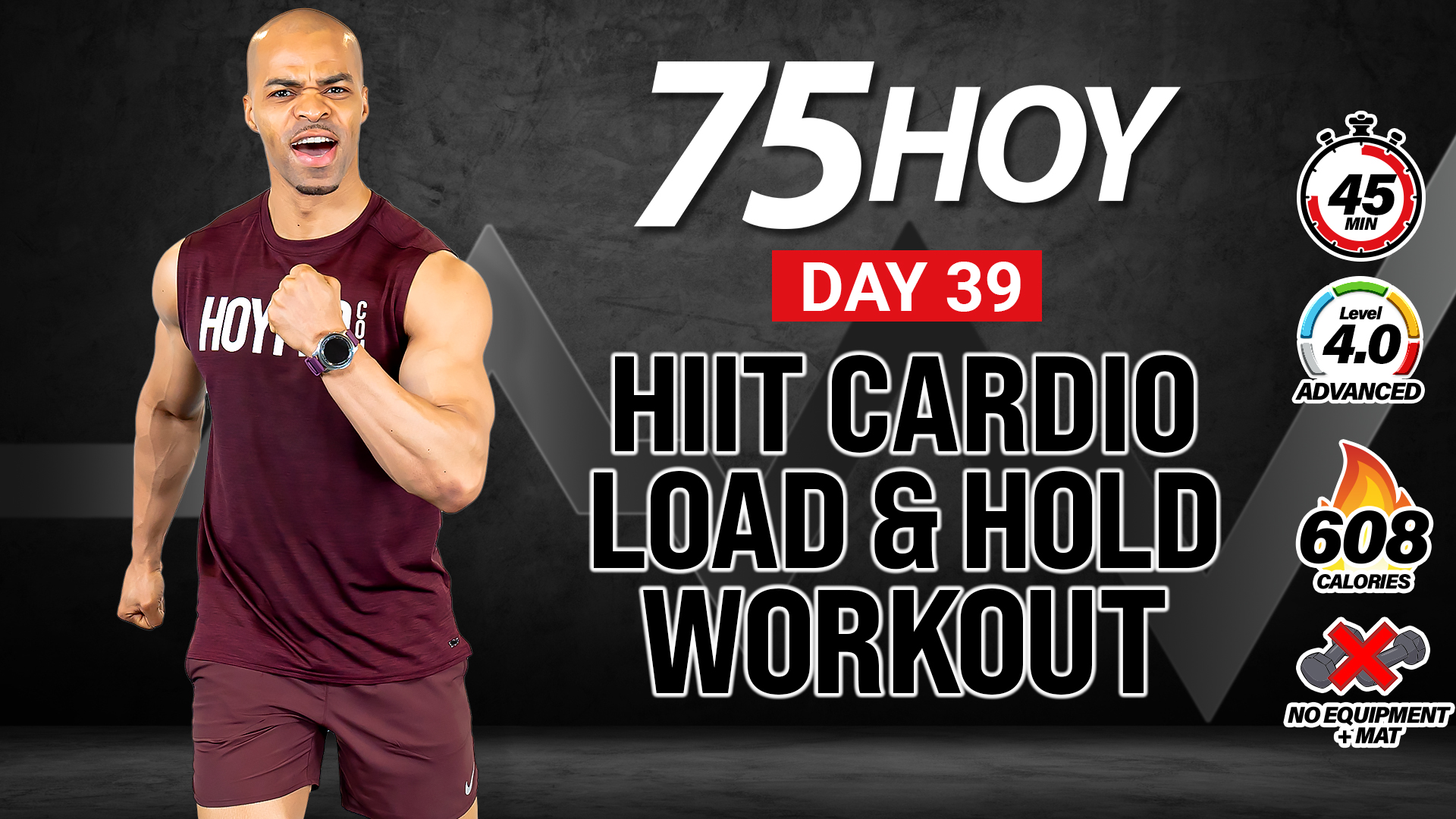 45 Minute Load & Hold HIIT Cardio (No Equipment) - 75 HOY #39