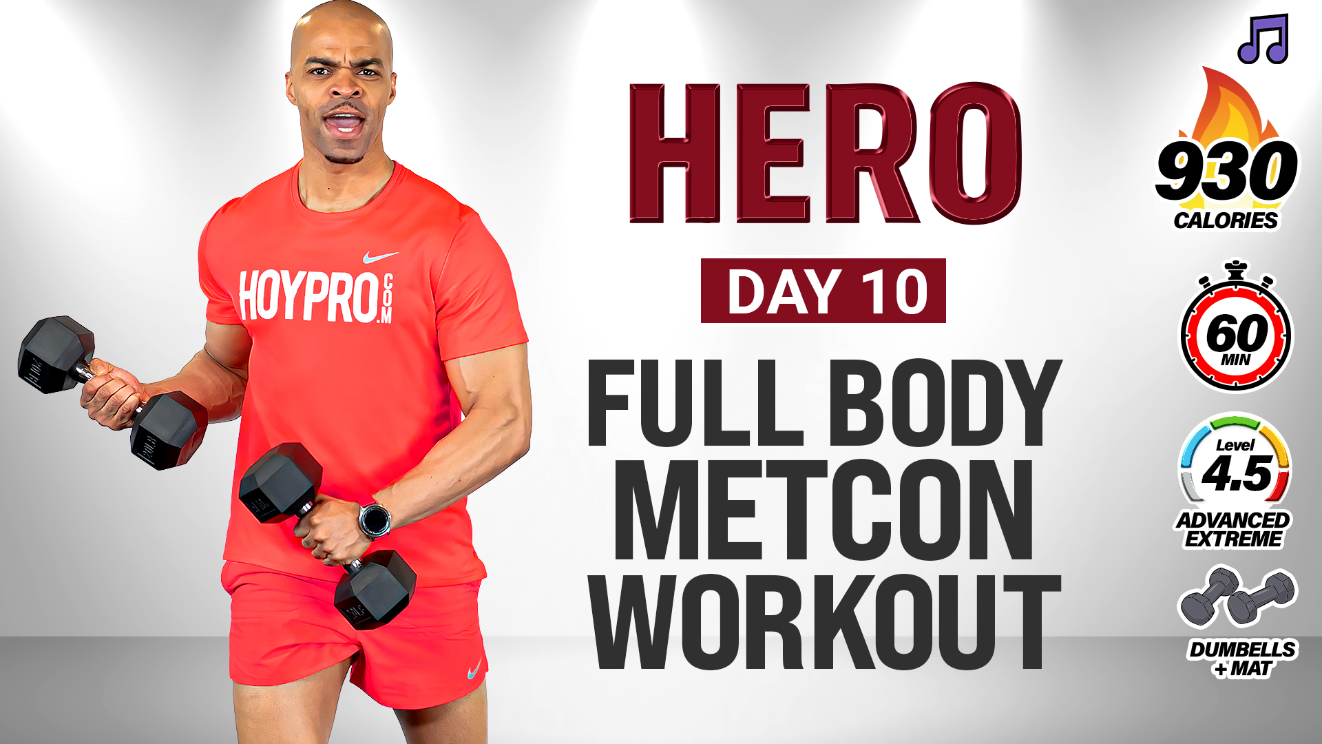 30 & 60 Minute Full Body Dumbbell Metcon Workout - HERO #010