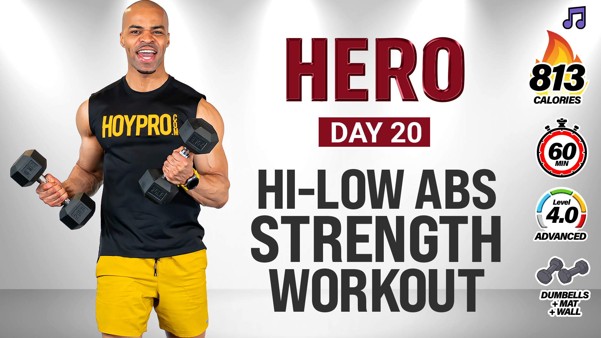 30 & 60 Minute Hi-Low Abs Full Body Strength Workout - HERO #020