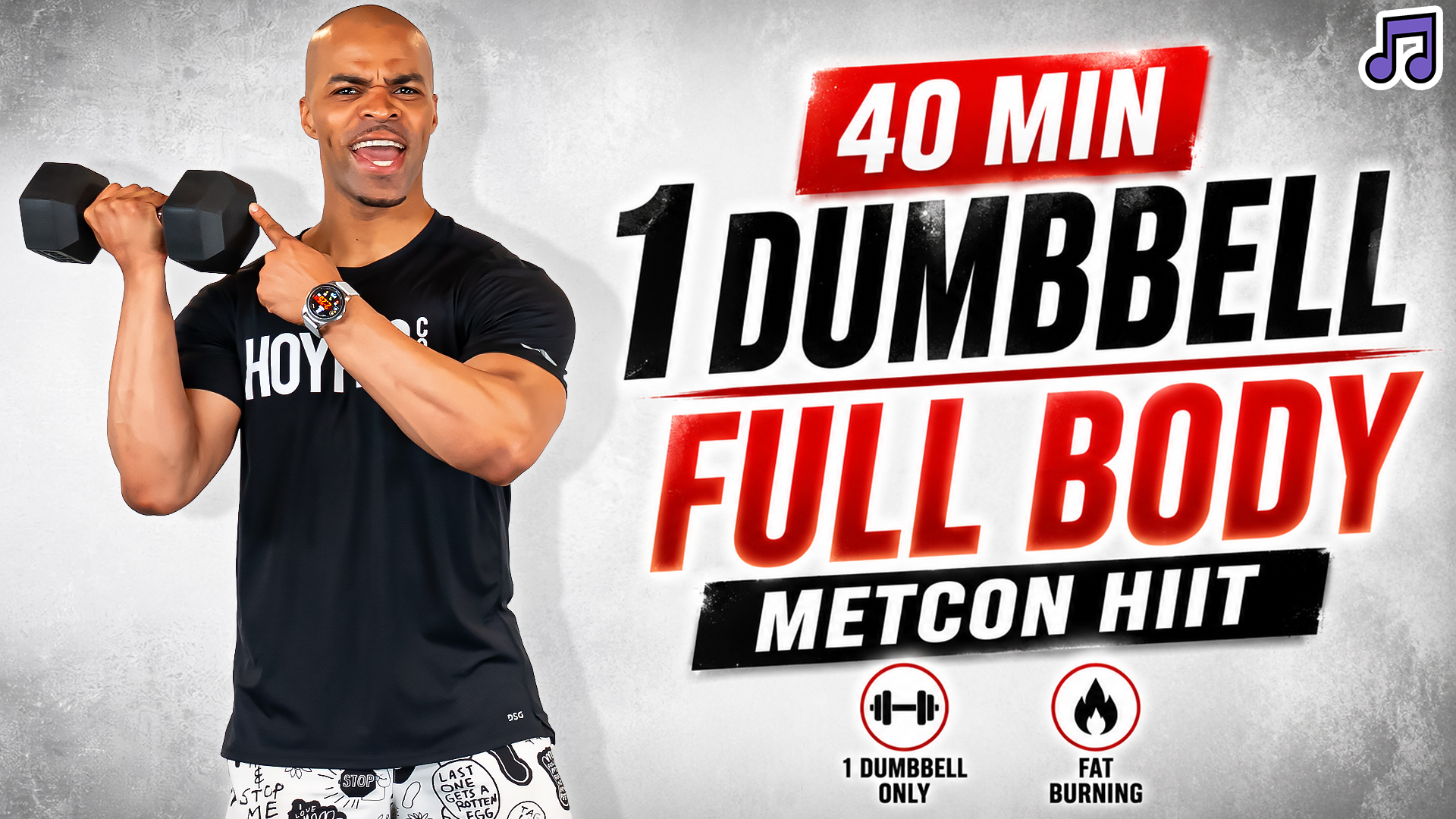 40 Minute One Dumbbell Full Body METCON Workout (Music)