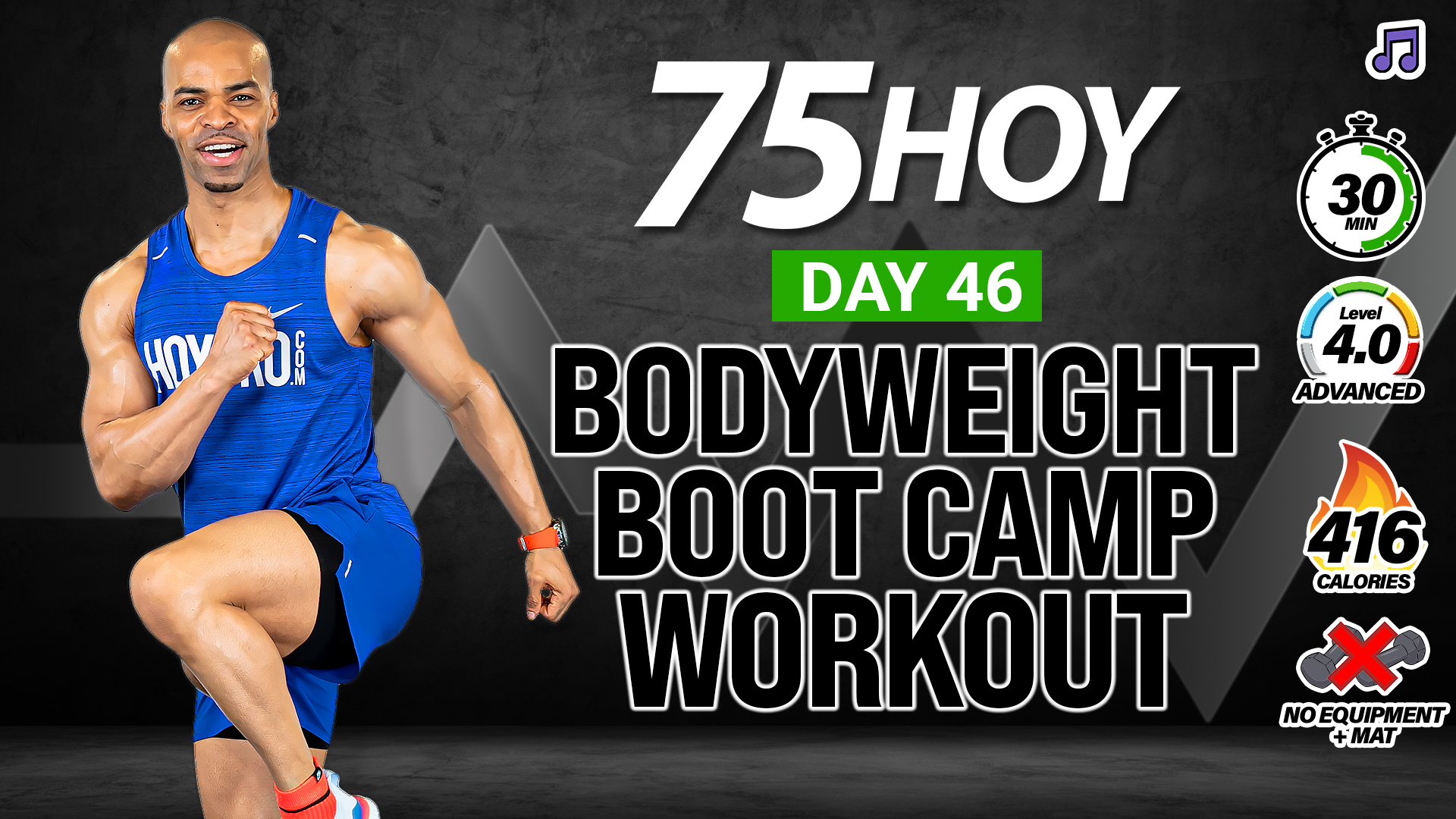 30 Minute Complete Bodyweight Boot Camp (No Equipment) - 75 HOY #46 (Music)