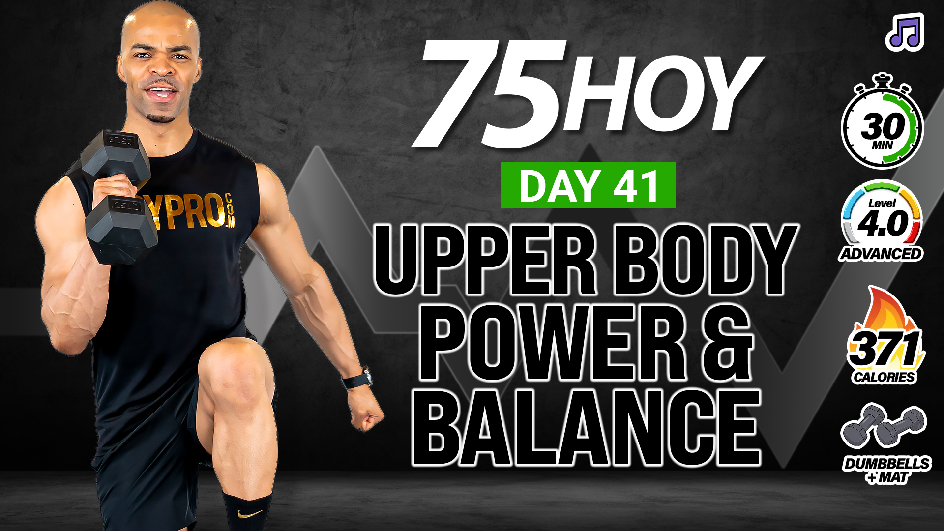 30 Minute Upper Body Power & Balance Workout - 75 HOY #41 (Music)