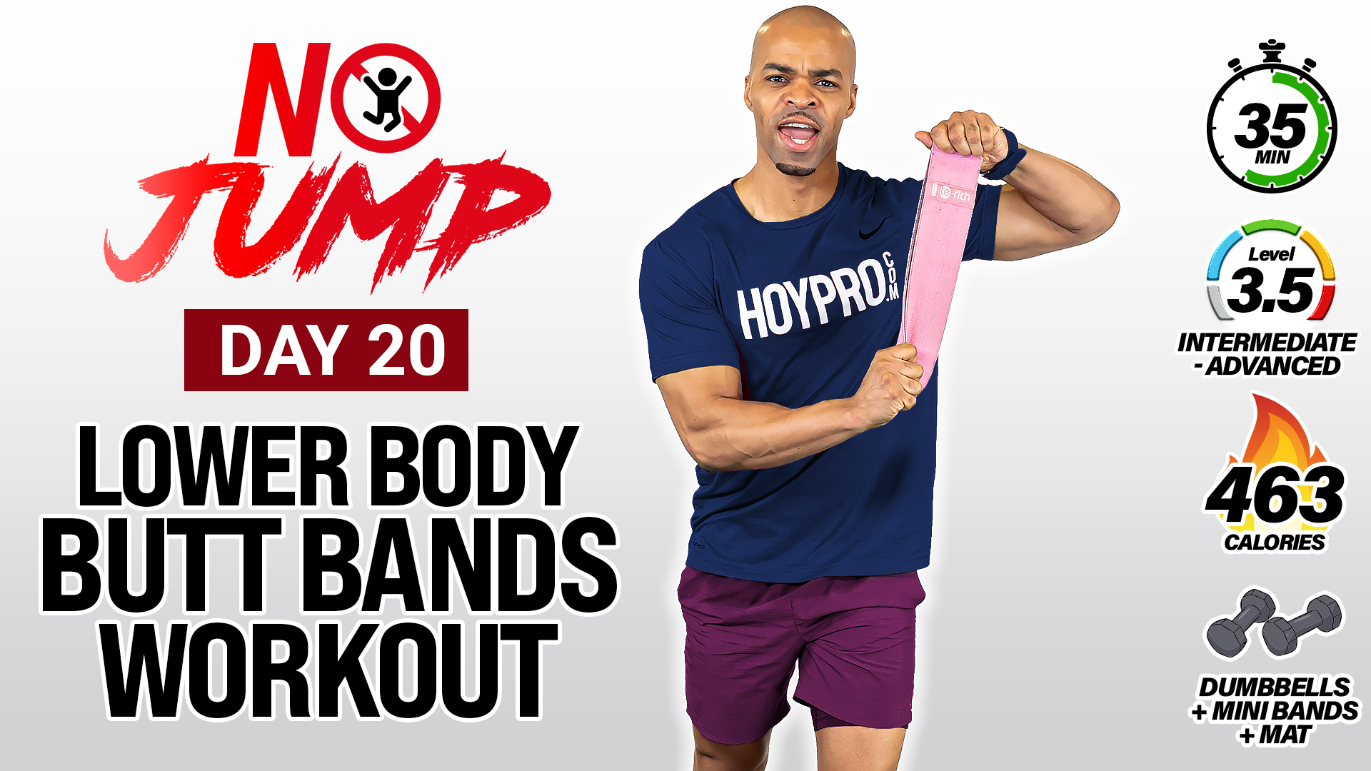 35 Minute Lower Body Butt Bands and Abs Workout - NO JUMP #20