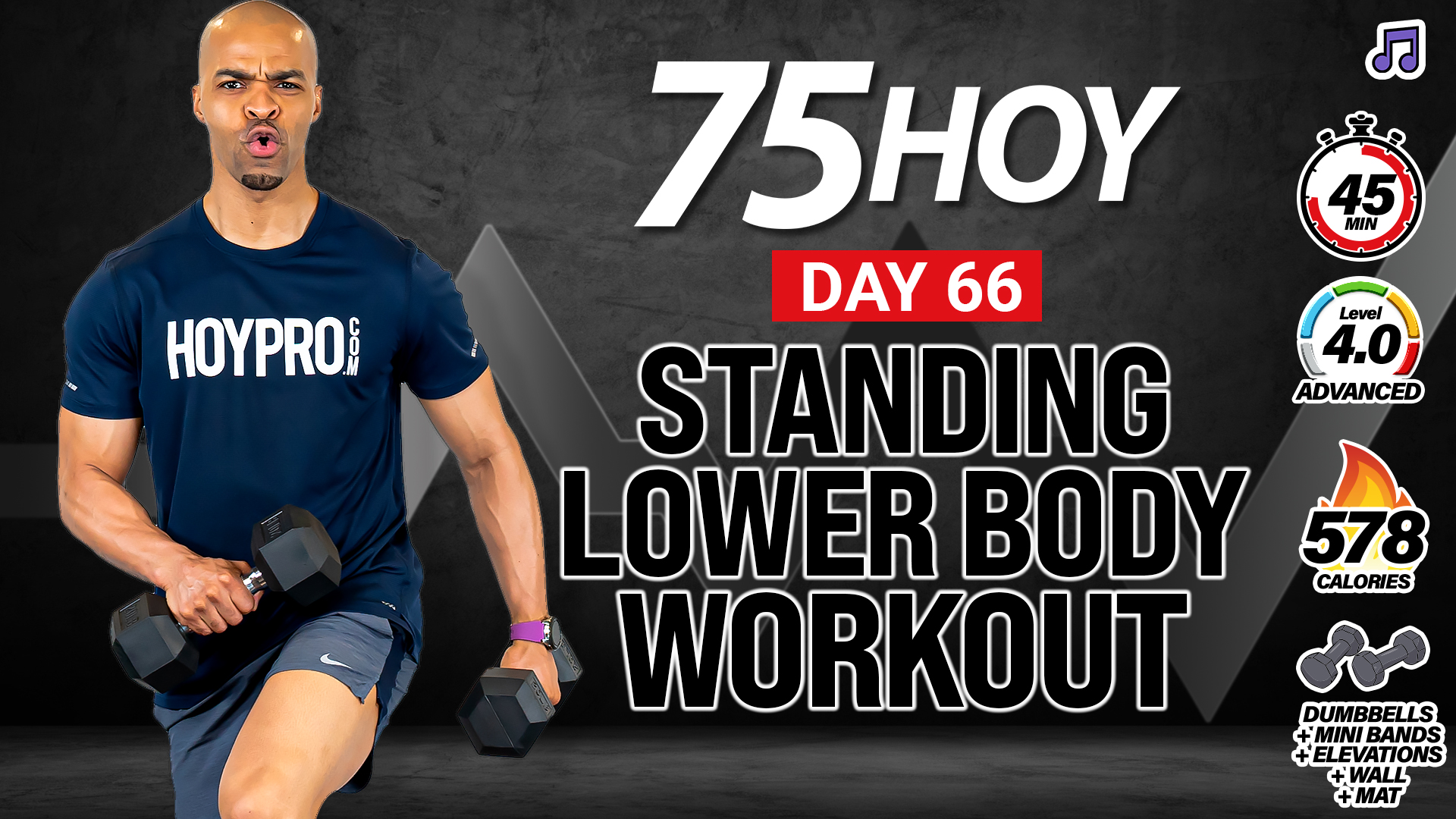 45 Minute Standing Complete ABAB Lower Body Workout - 75 HOY #66 (Music)