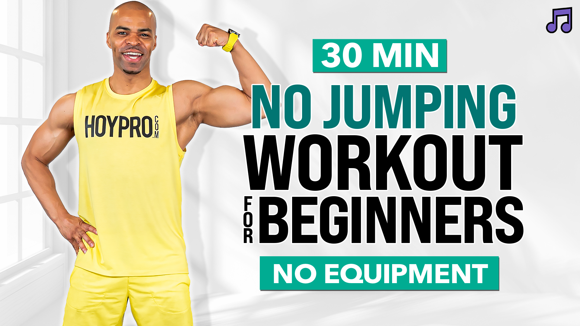 30 Minute Beginner No Jumping Workout (No Equipment  - No Push-Ups) (Music)