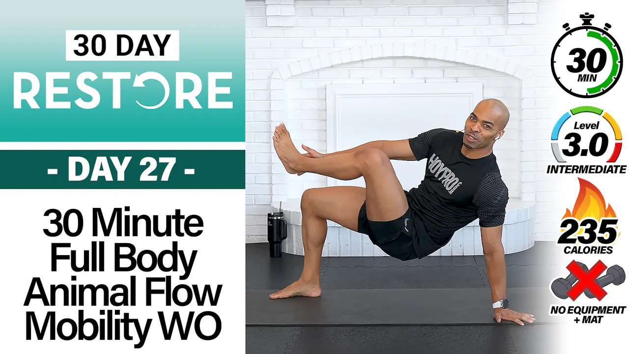 Free Flow Exercise 30 Minute Animal Flow Mobility Workout - RESTORE #27 - Millionaire Hoy Pro