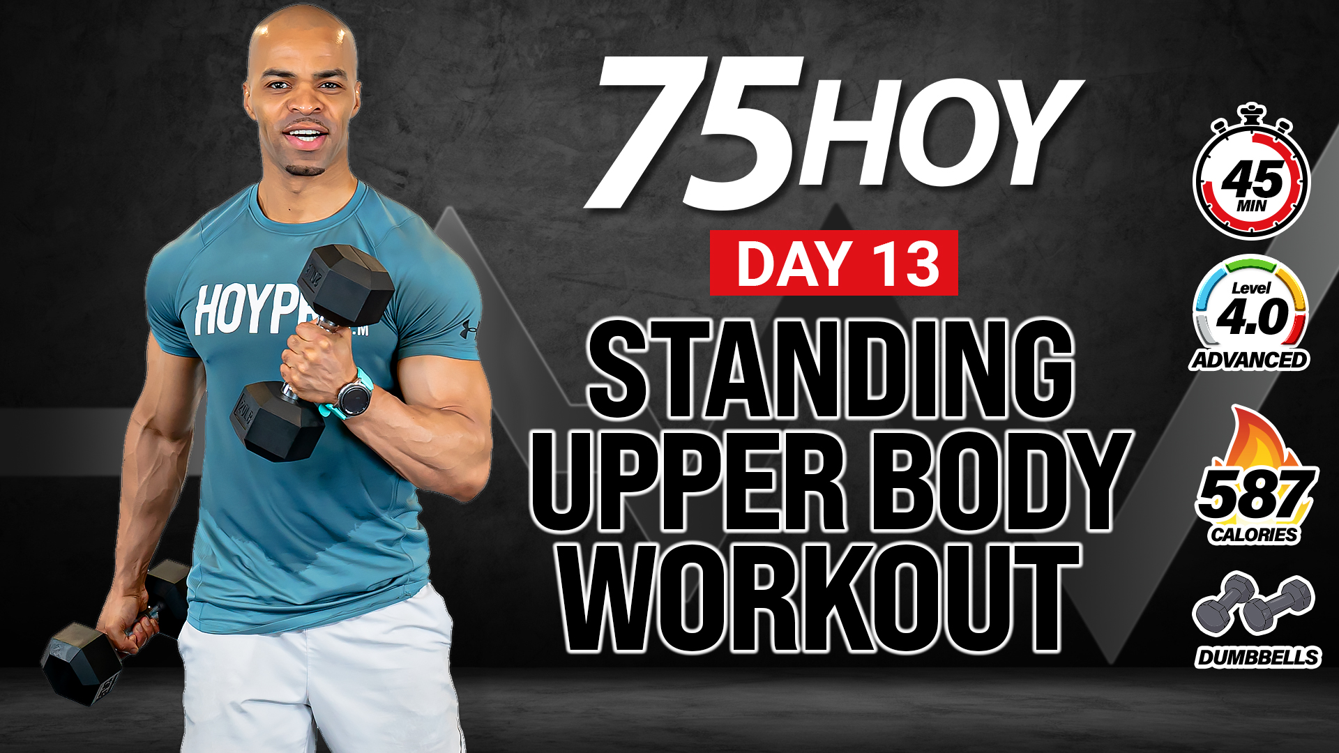 45 Minute Standing Arms Upper Body Workout (No Push-ups) - 75 HOY #13