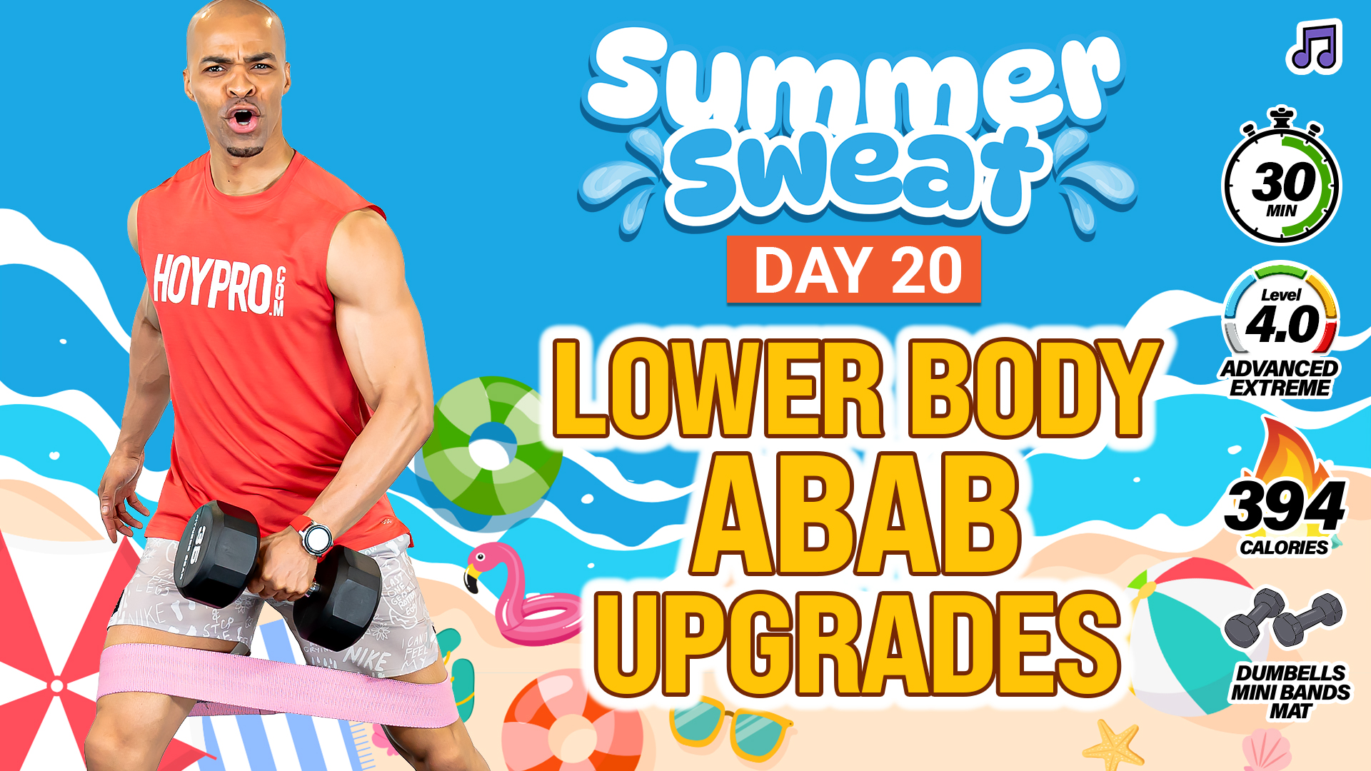 30 Minute Standing ABAB Lower Body Upgrades - Summer Sweat #20 (Music)