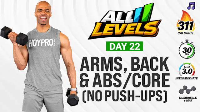 30 Minute Upper Body Arms, Back & Abs (No Push-Ups) - ALL LEVELS #021