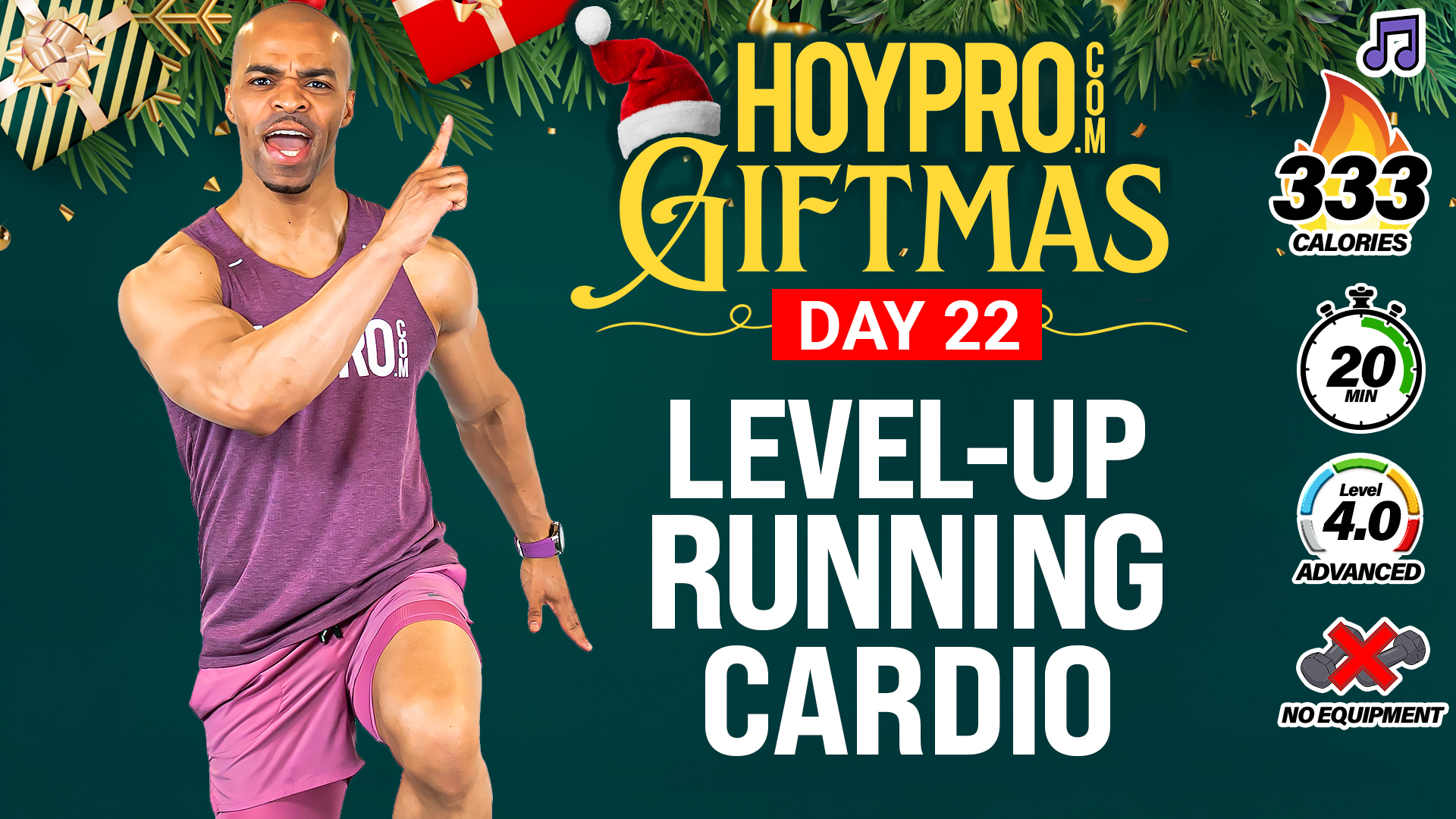 20 Minute Level-Up Running Cardio HIIT Workout - GIFTMAS Day 22