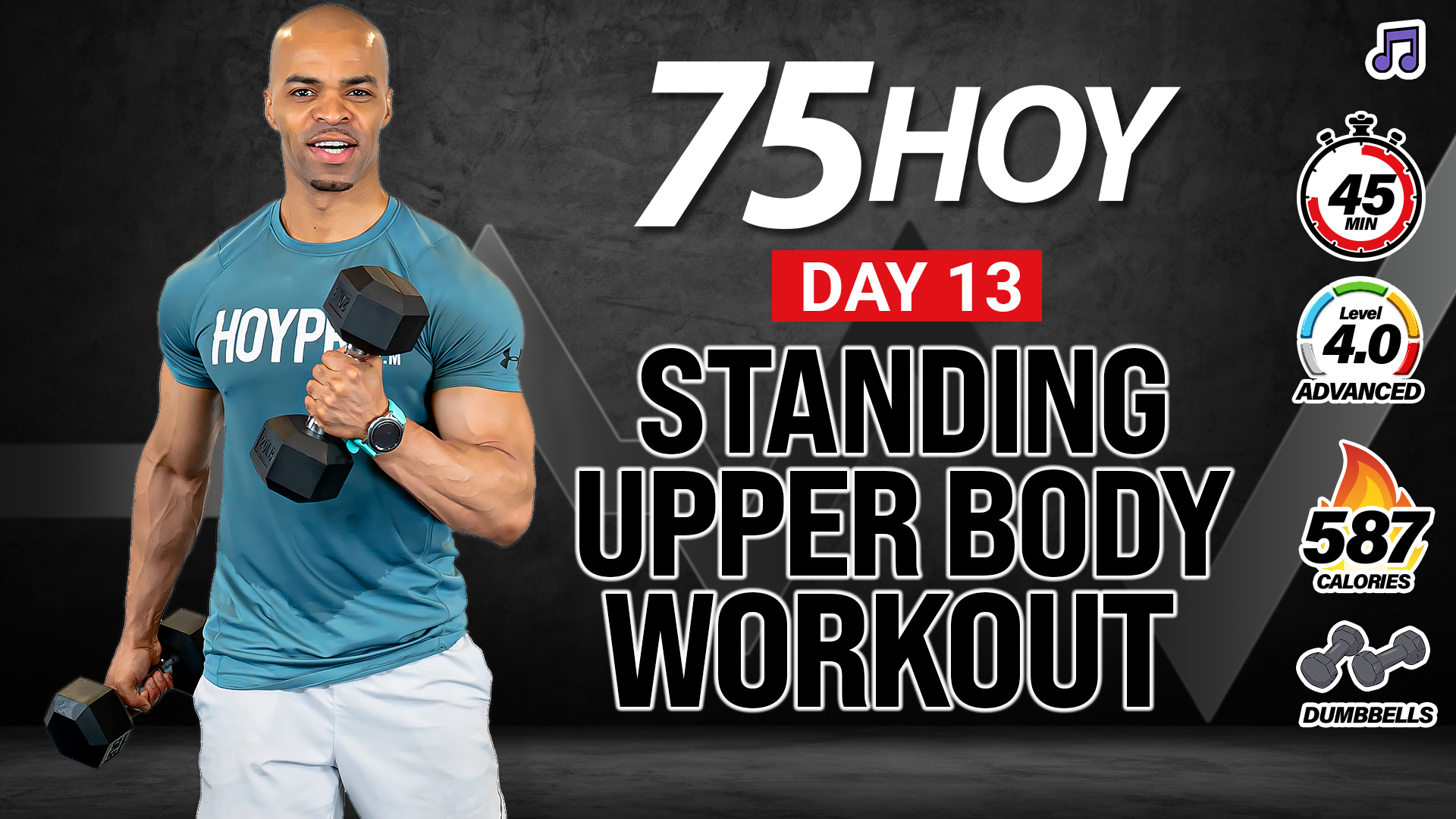 30 & 45 Minute Standing Arms Upper Body Workout (No Push-ups) - 75 HOY #13