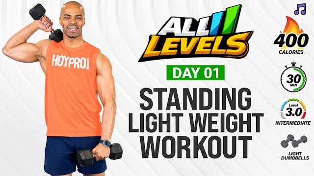 30 Minute Standing Light Weight Workout (No Jumping) - ALL LEVELS #001