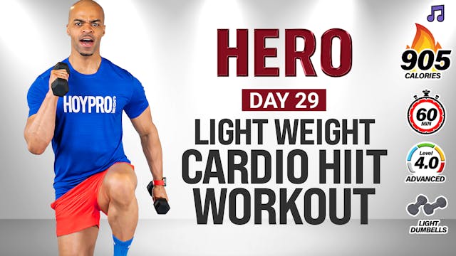 30 & 60 Minute Light Weight Fast-Paced Cardio HIIT Workout - HERO #029
