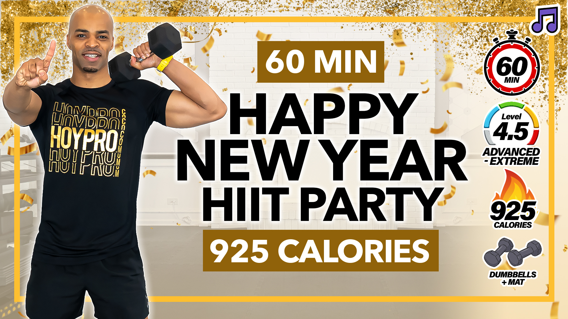60 Minute Total Body Count-Down New Year Themed Workout (Music)
