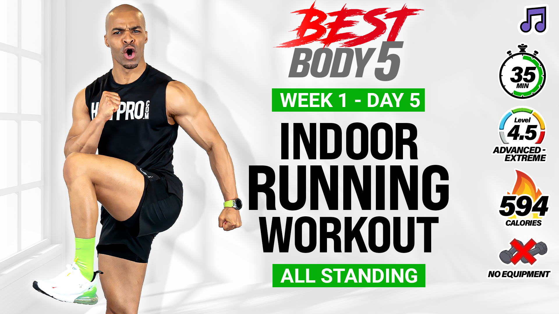 35 Minute Indoor Running Cardio Upgrades - BB5 W1: Day 5 (Music)