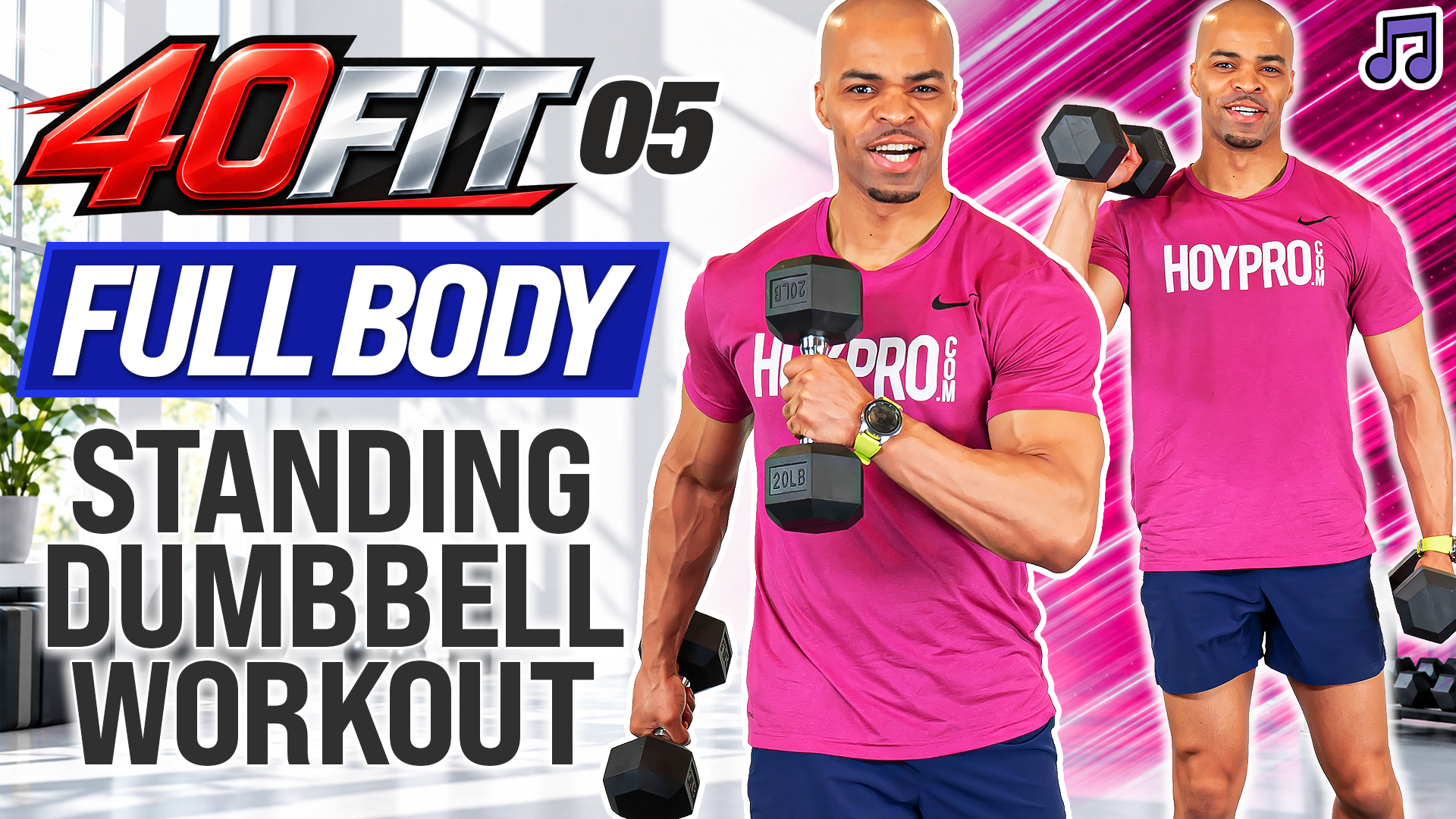 40 Minute Standing Full Body Dumbbell Workout (No Jumping) - 40FIT #005 (Music)