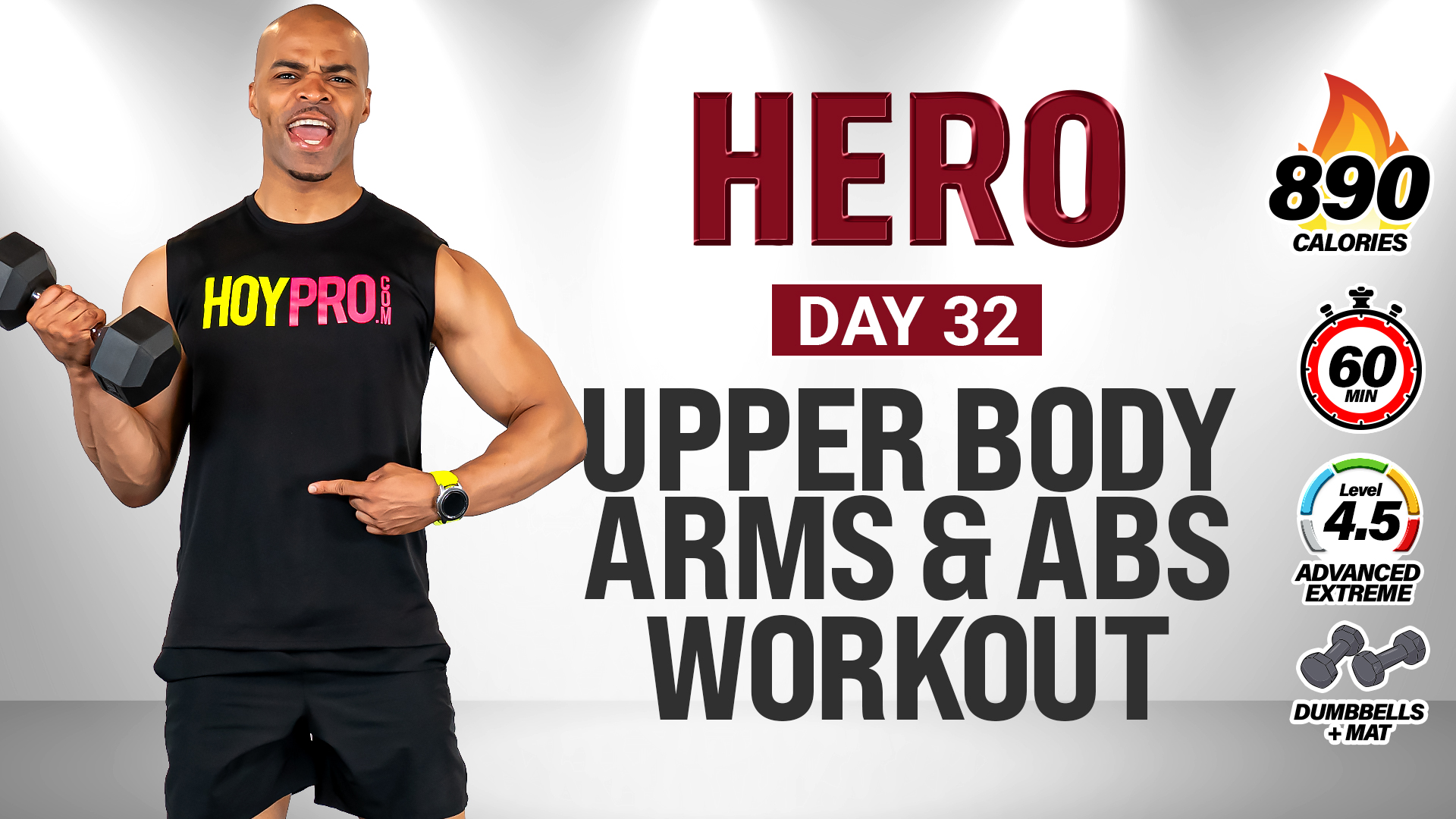 60 Minute KILLER Arms & Abs Strength - HERO #032