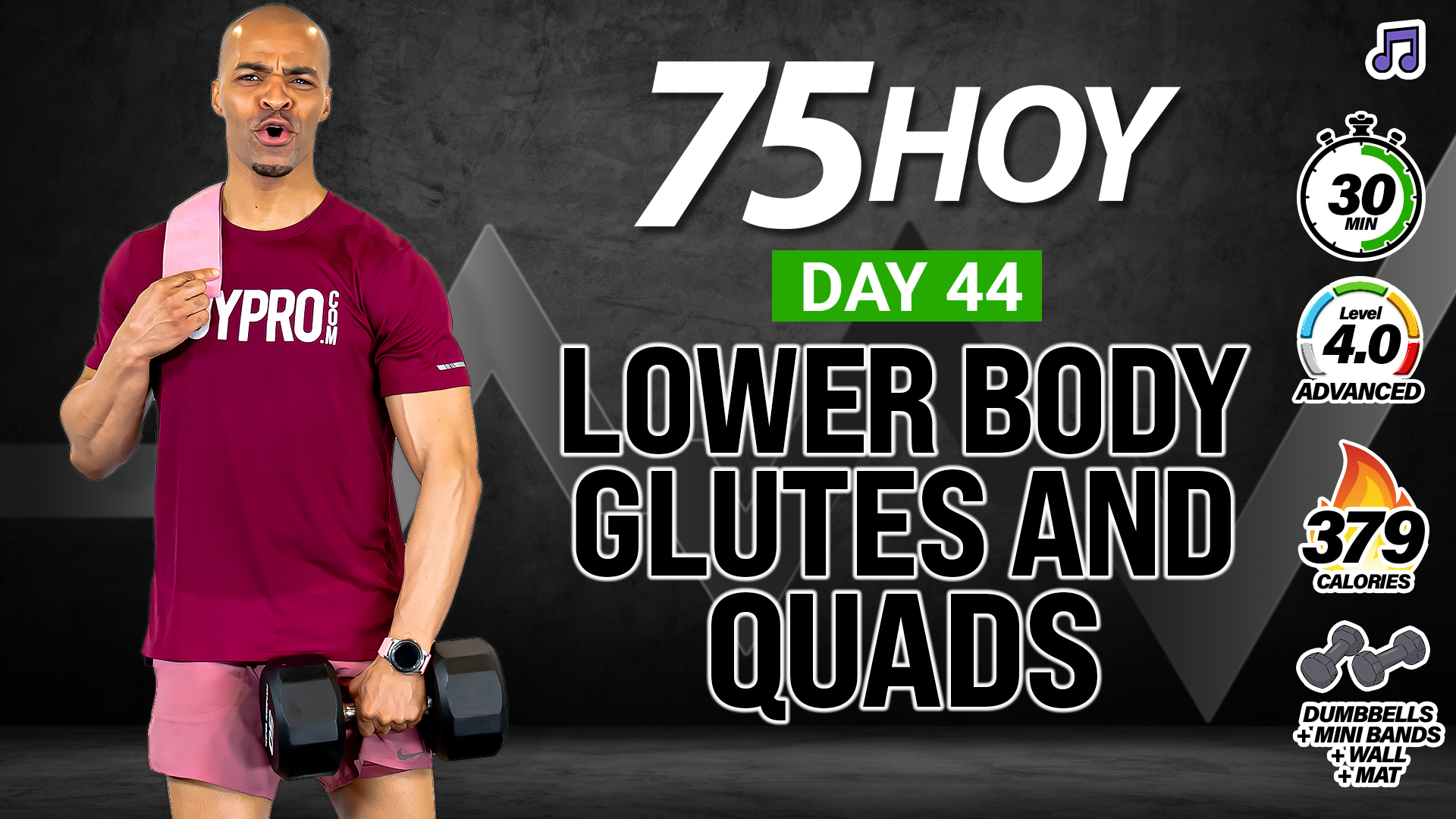 30 Minute Banded Glutes & Quads Lower Body Workout - 75 HOY #44 (Music)