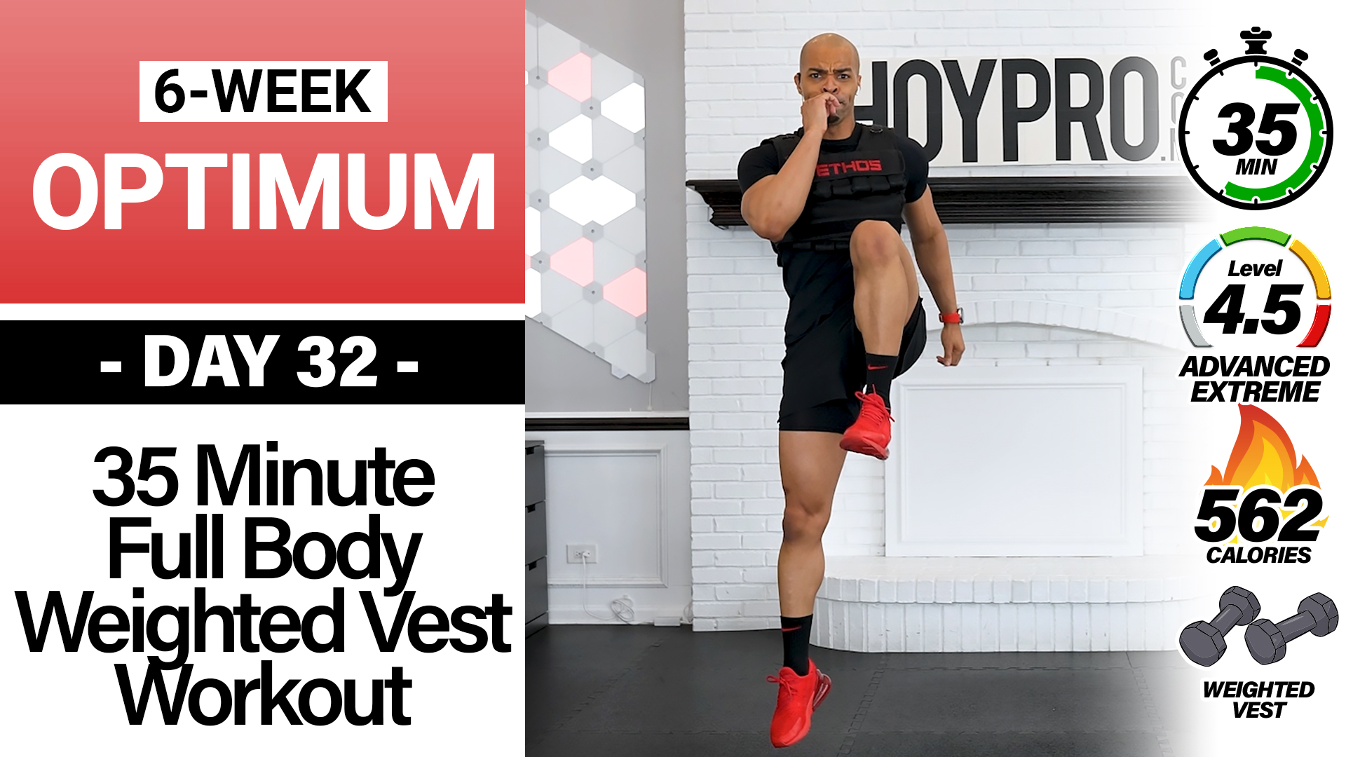 35 Minute EXPLOSIVE Full Body Weighted Vest HIIT Workout - OPTIMUM 32