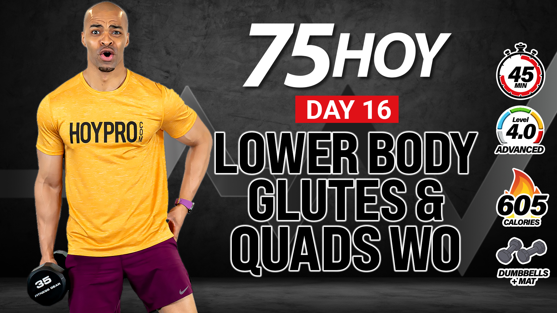 45 Minute Glutes & Quads Lower Body Workout - 75HOY #16