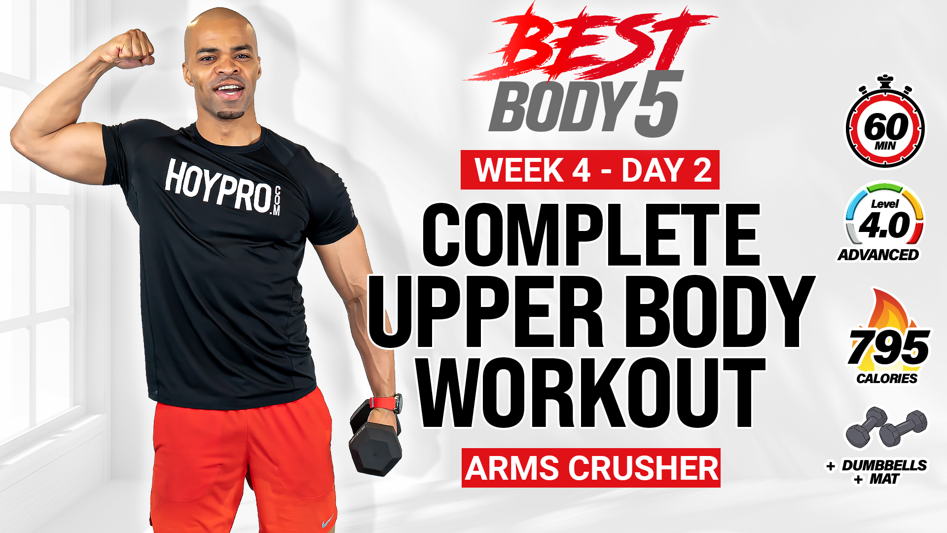 60 Minute Complete Upper Body Strength Workout - BB5 W4: Day 2