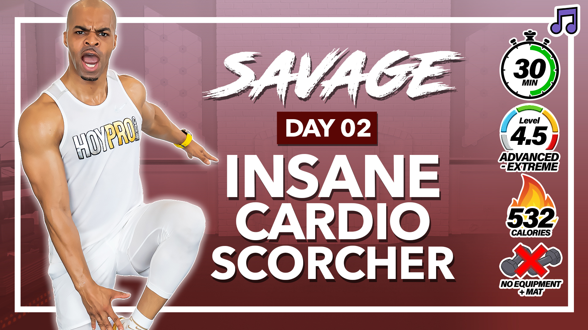 30 Minute INSANE Fat Scorching Cardio Running Workout - SAVAGE #02 (Music)