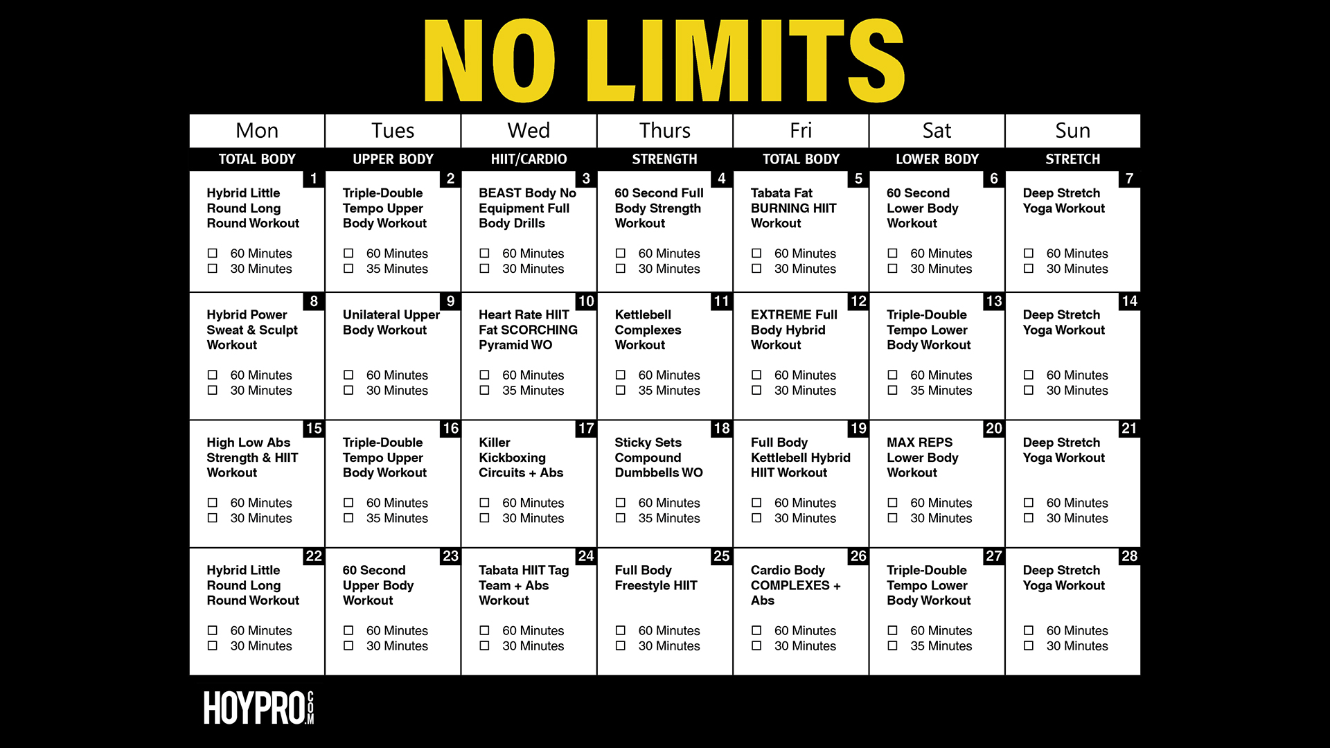 No Limits - 28 Day 30/60 Minute Sweat Challenge.pdf