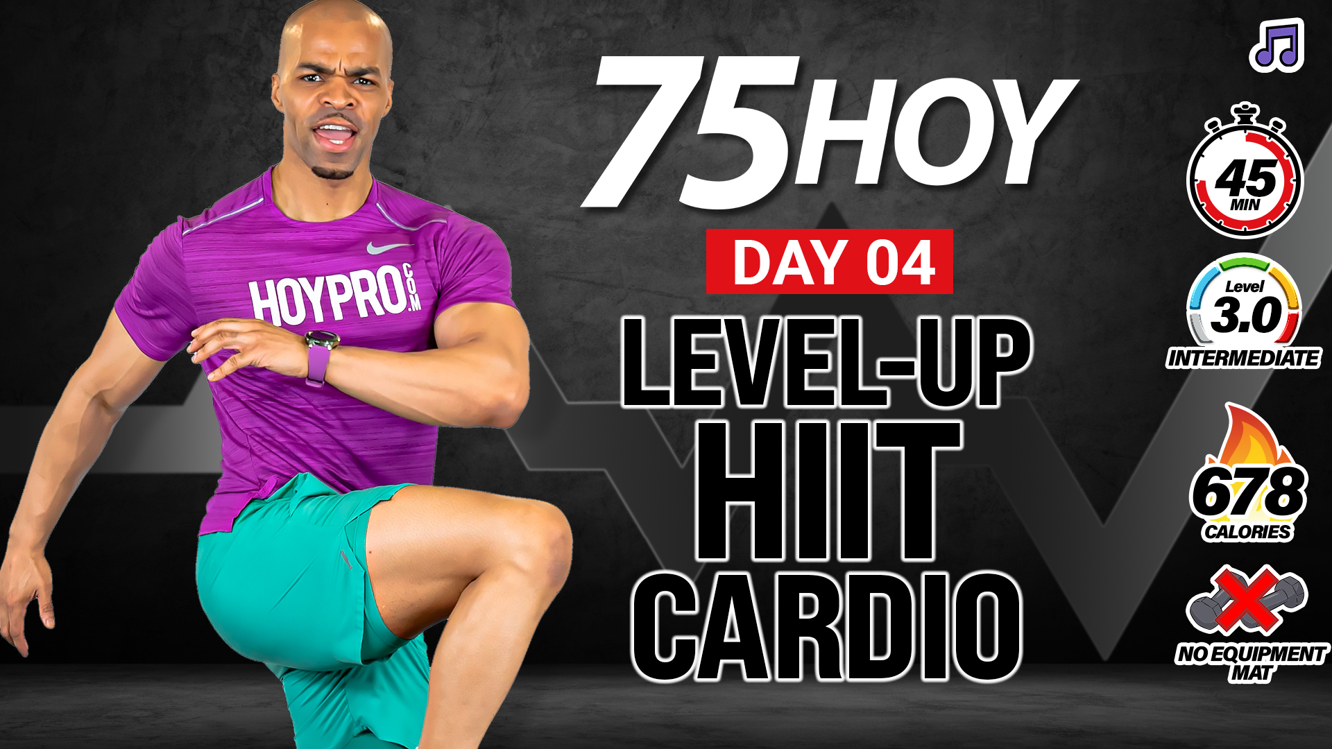 30 & 45 Minute Full Body Level-Up HIIT Cardio (No Equipment) - 75 HOY #04