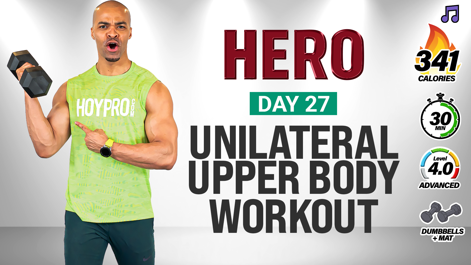 30 Minute Unilateral Upper Body Strength Workout - HERO #027 (Music)