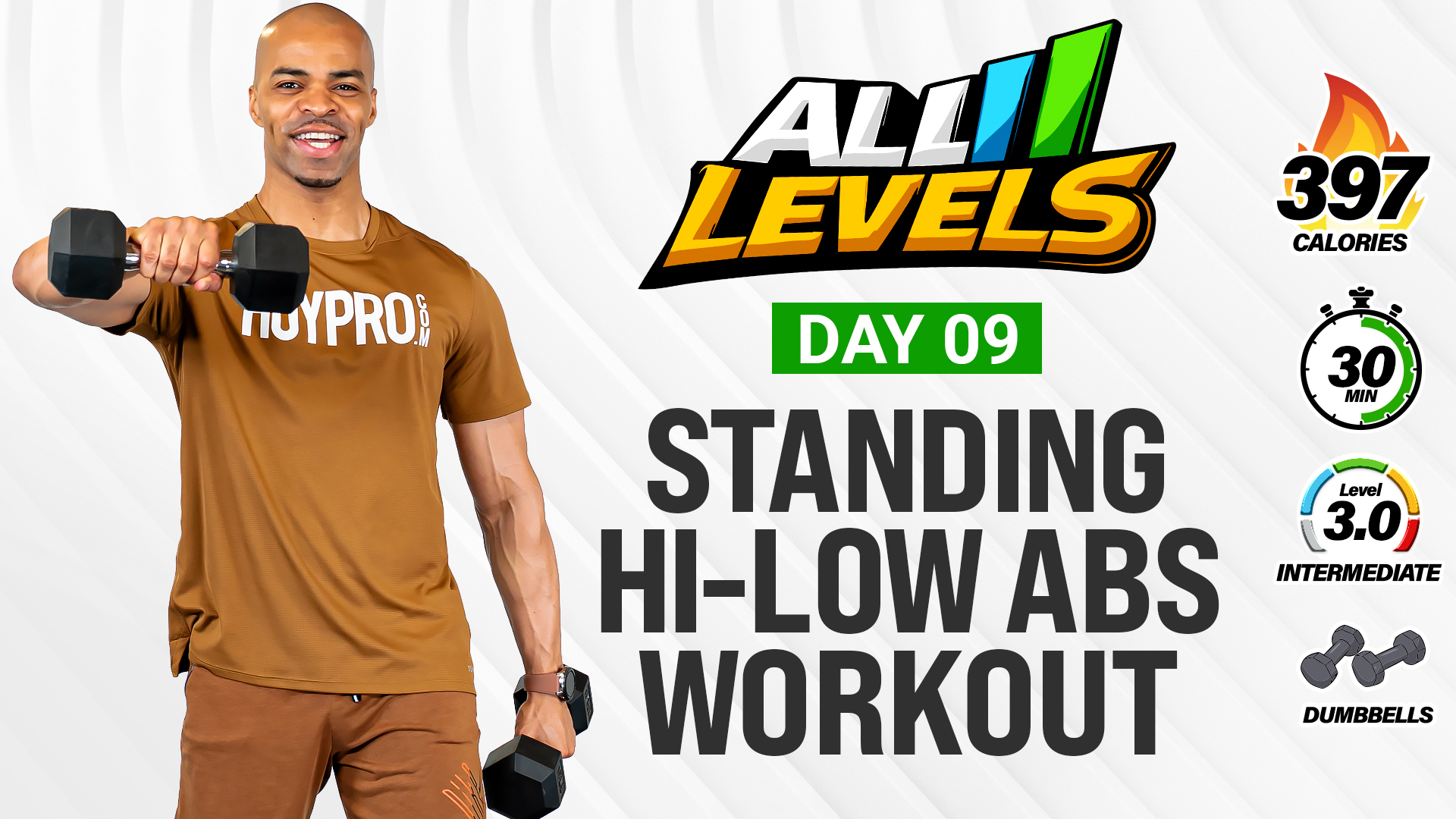 30 Minute Standing Full Body High Low Abs Strength - ALL LEVELS #009