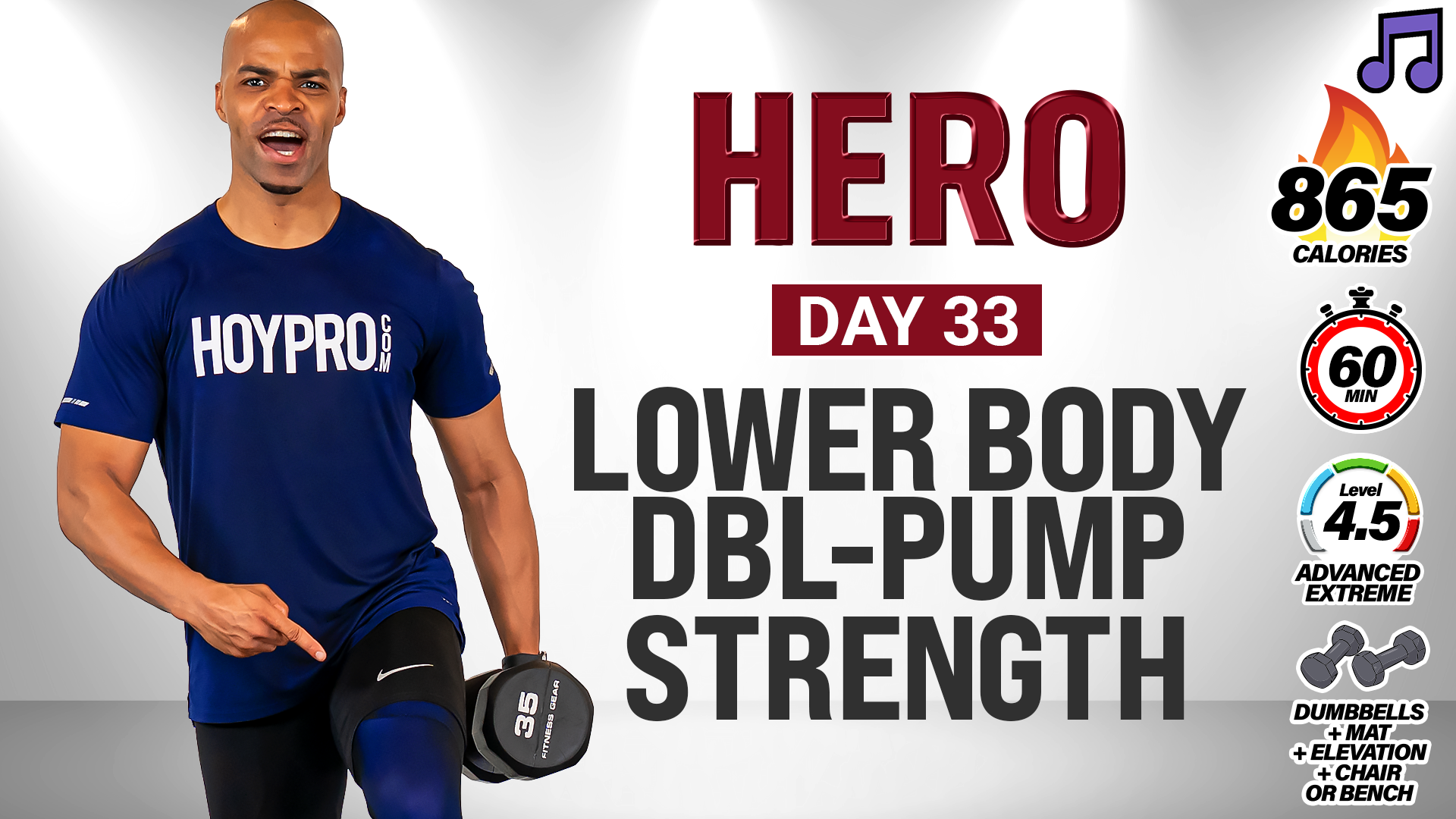 60 Minute Standing Lower Body Double Pump Strength - HERO #033 (Music)
