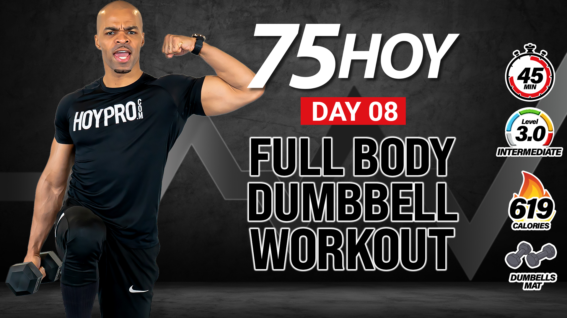 45 Minute Full Body Dumbbell PUMP (No Jumping) - 75 HOY #08