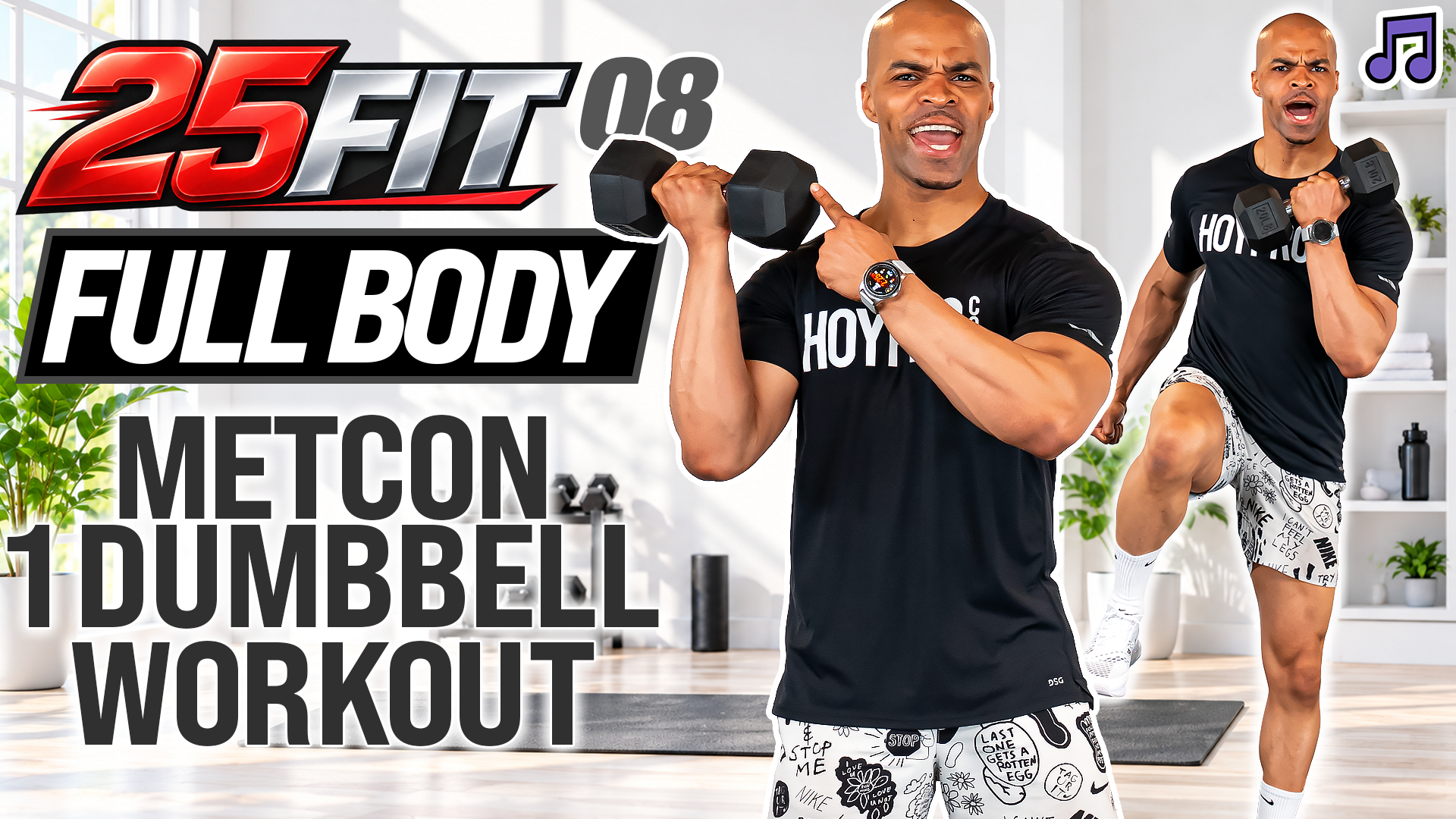 25 Minute One Dumbbell Full Body METCON Workout - 25FIT #008 (Music)