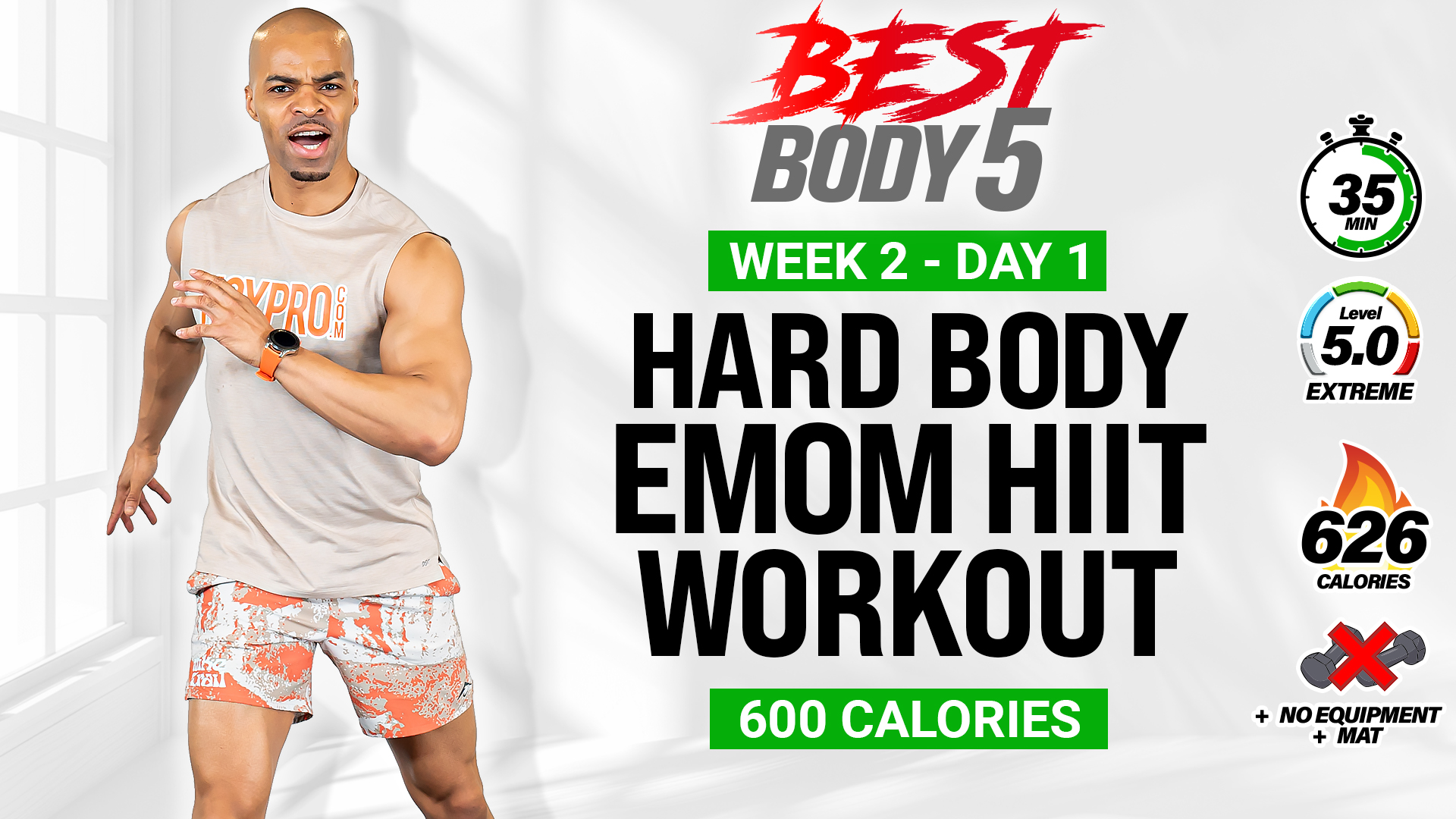 36 Minute Hard Body EMOM HIIT Workout - BB5 W2: Day 1