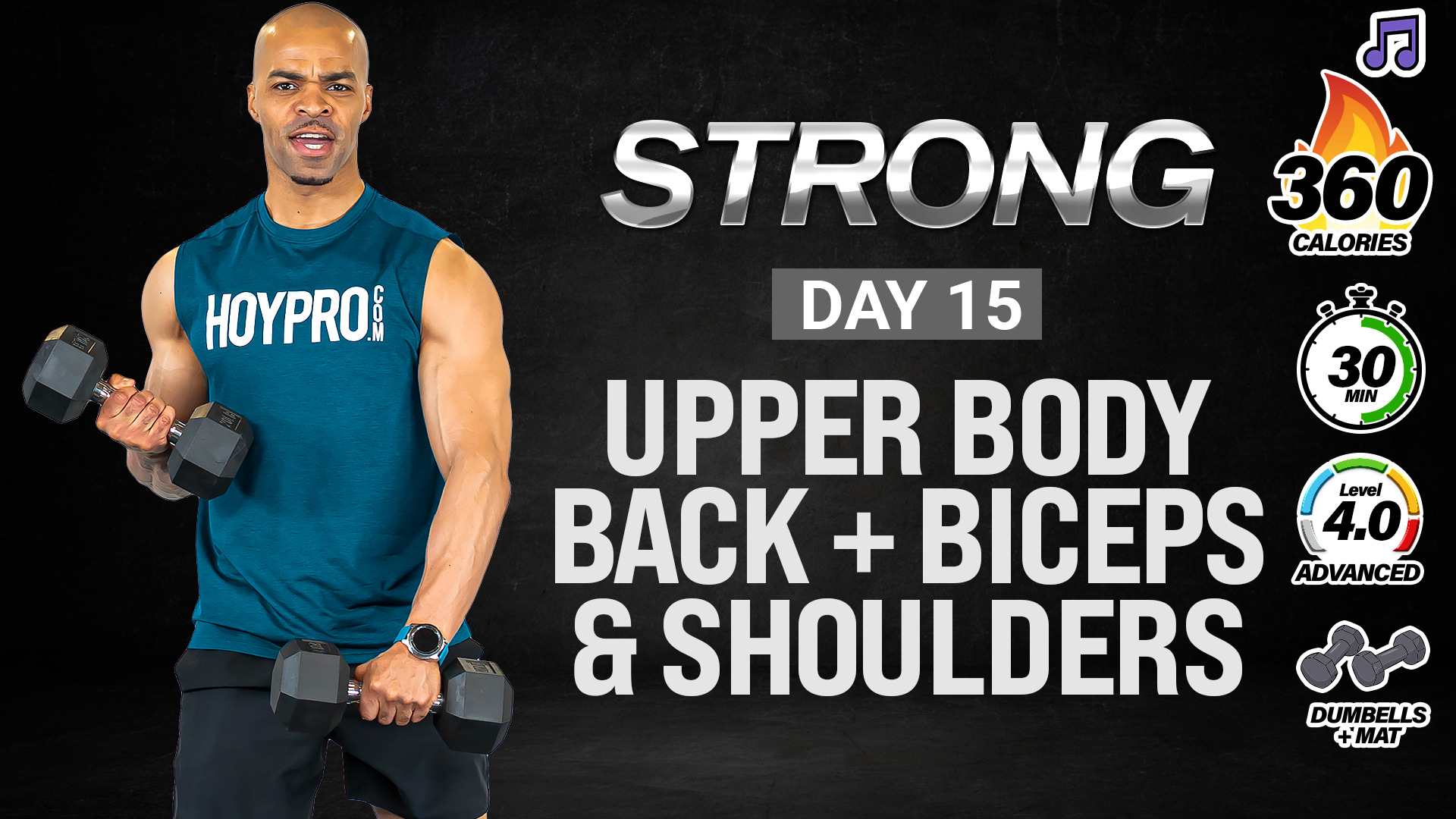 30 Minute Upper Body Back, Shoulders & Biceps - STRONG #015