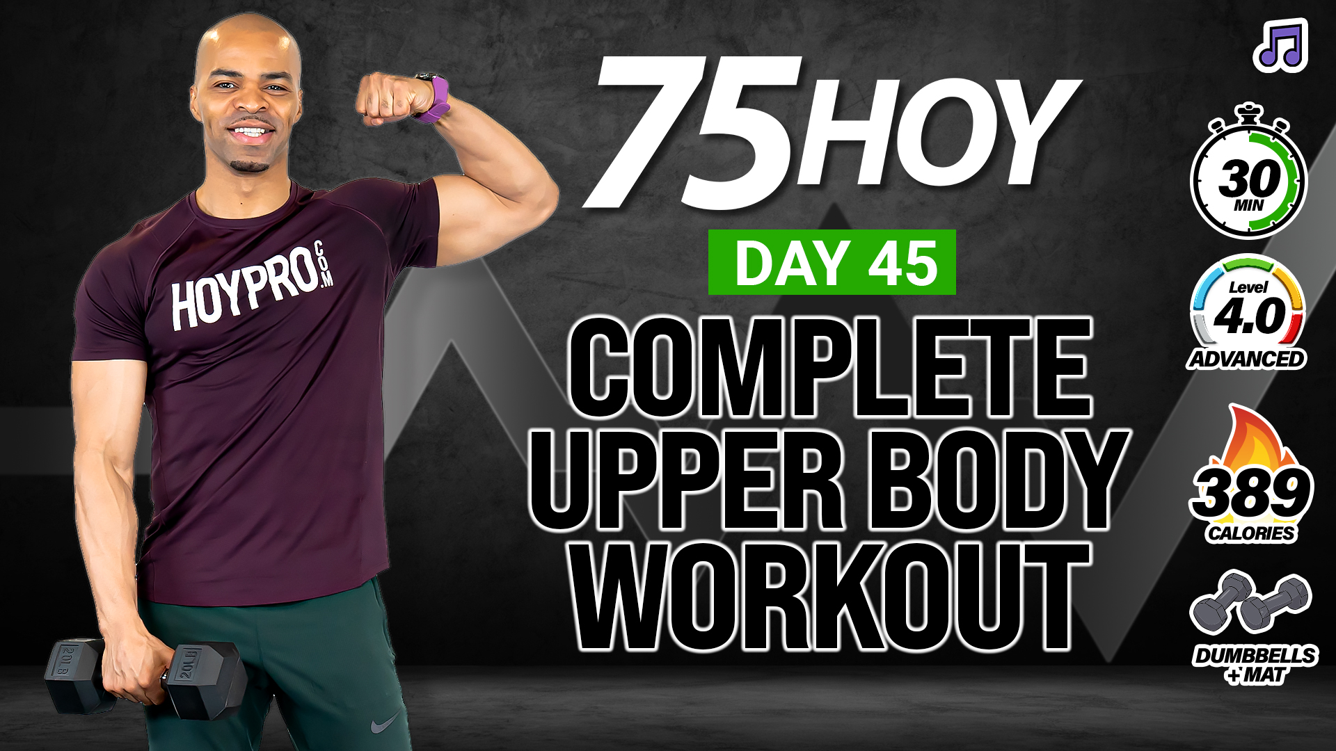 30 Minute Total Upper Body + Core Strength - 75 HOY #45 (Music)