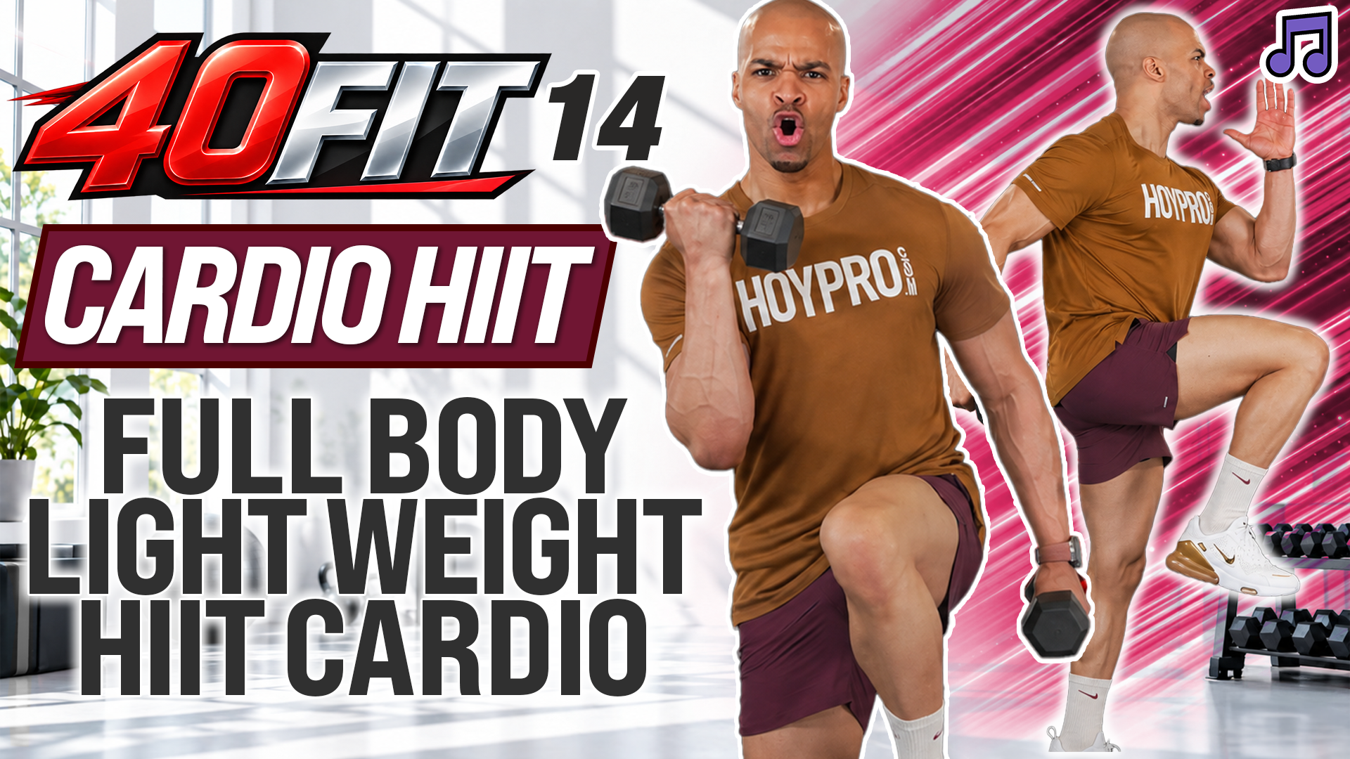 40 Minute Full Body Light Weight HIIT Workout - 40FIT #014 (Music)