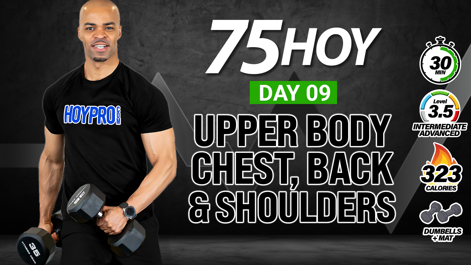 30 Minute Chest, Shoulders & Back Upper Body Workout - 75 HOY #09