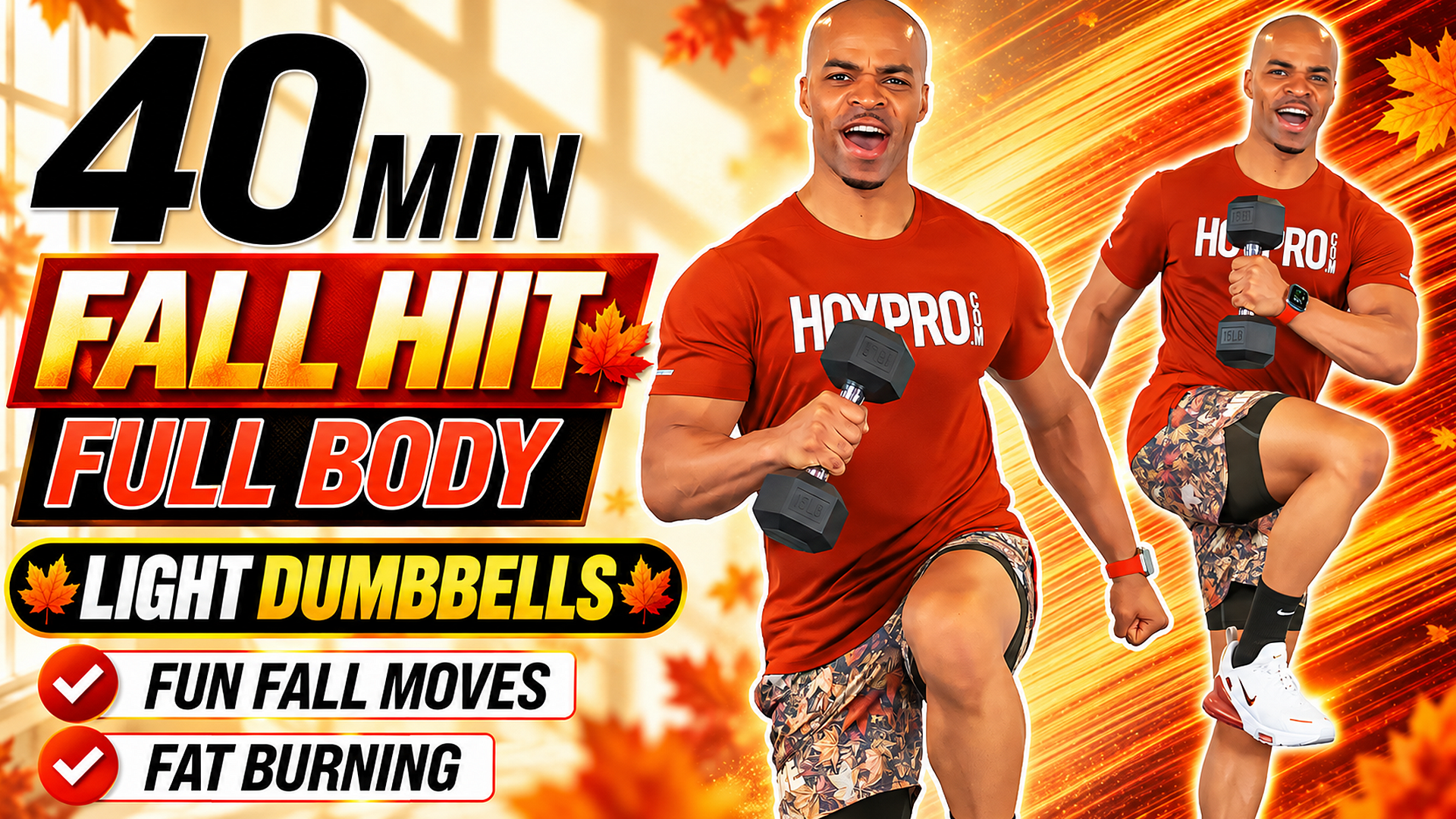 40 Minute FALL THEMED Full Body HIIT Workout 🍂 (Light Dumbbells)