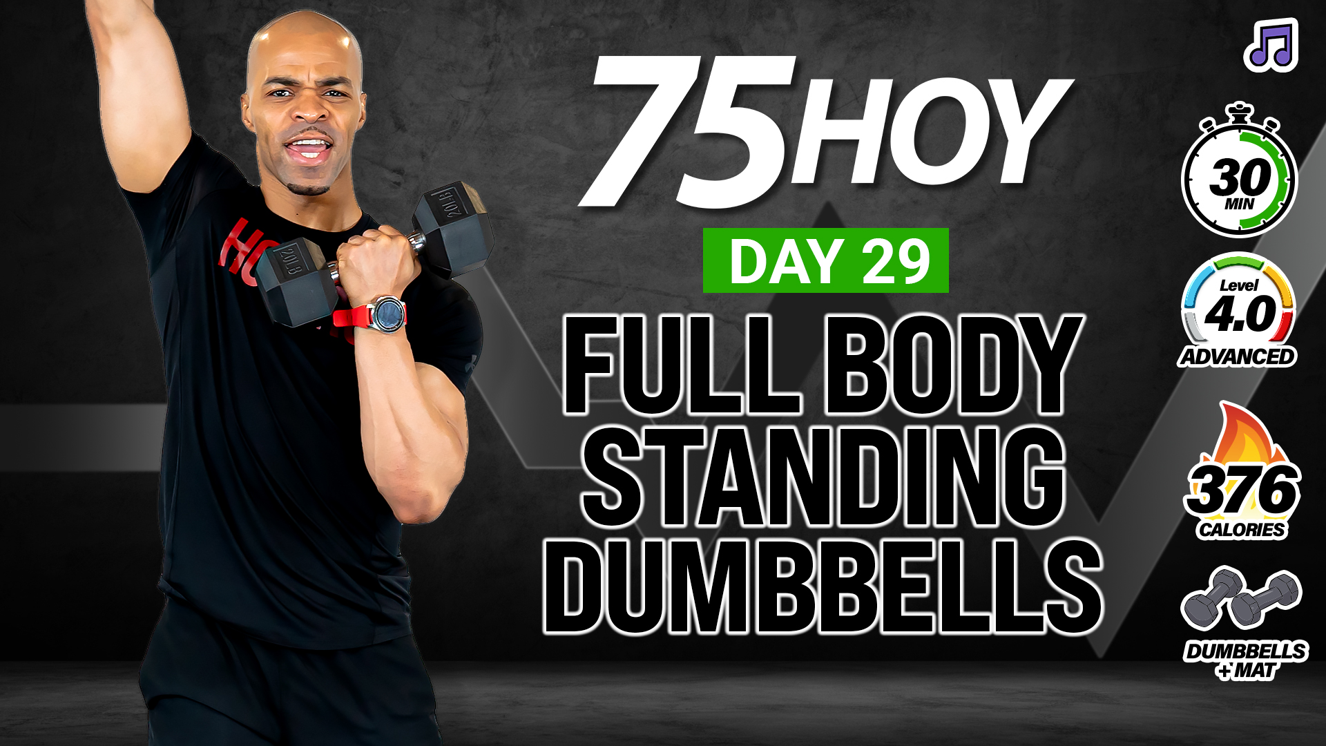 30 Minute All Standing Full Body Dumbbell Crusher - 75 HOY #29 (Music)