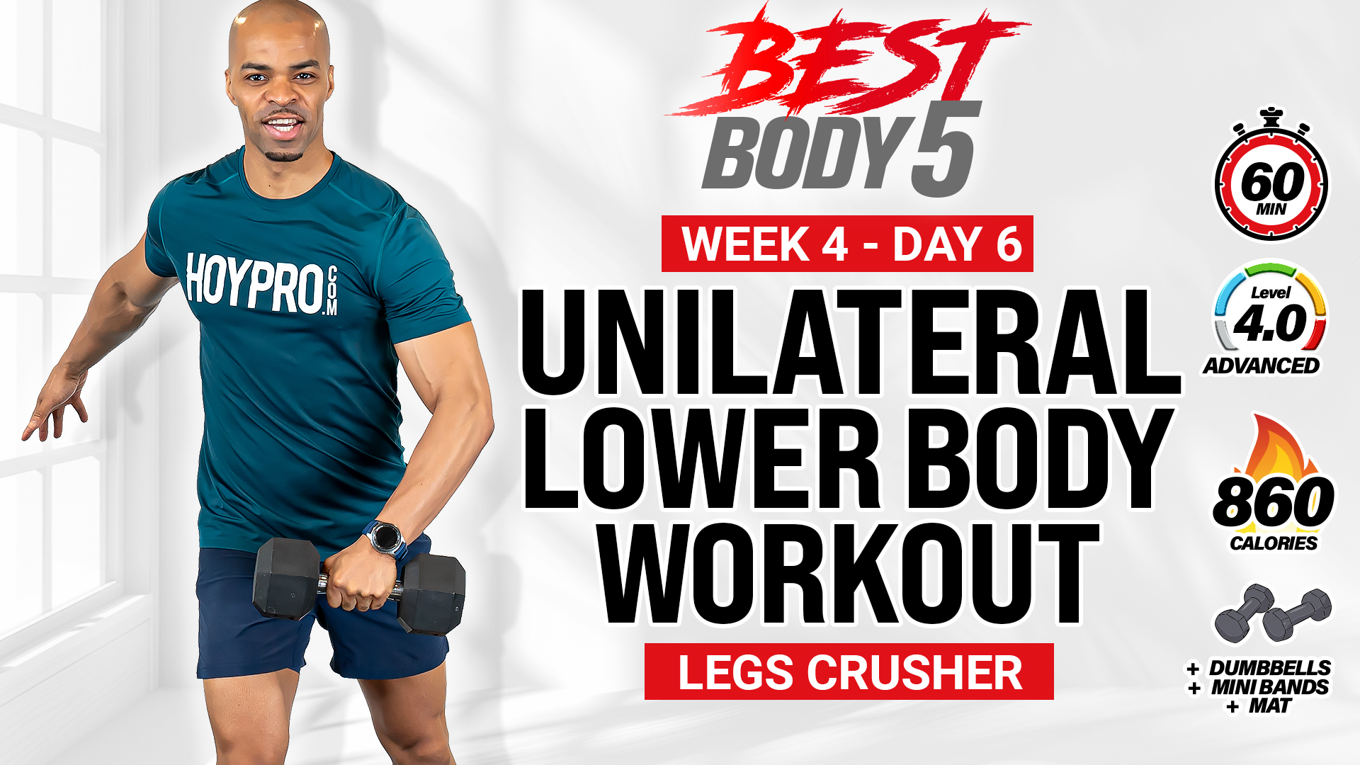 60 Minute Unilateral Lower Body Strength Workout - BB5 W4: Day 6