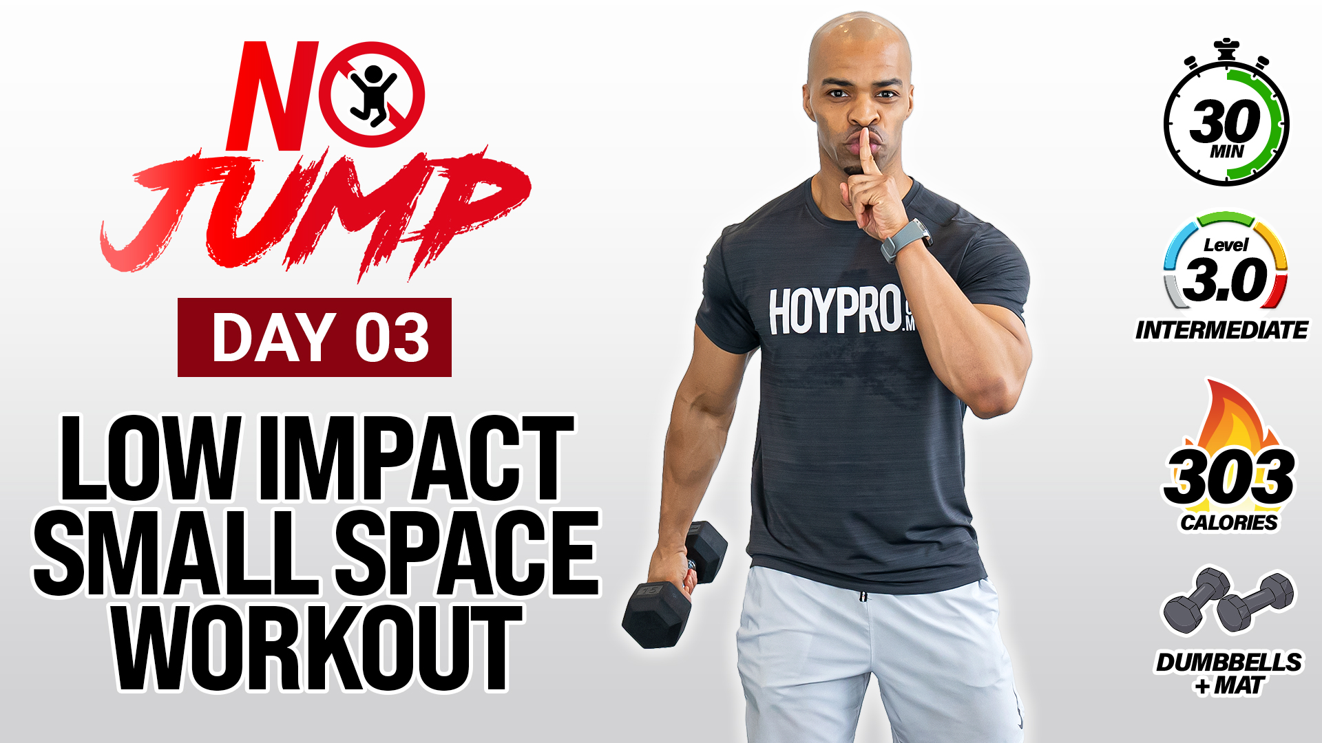 30 Minute Small Space Low Impact HIIT with Weights - NO JUMP #03