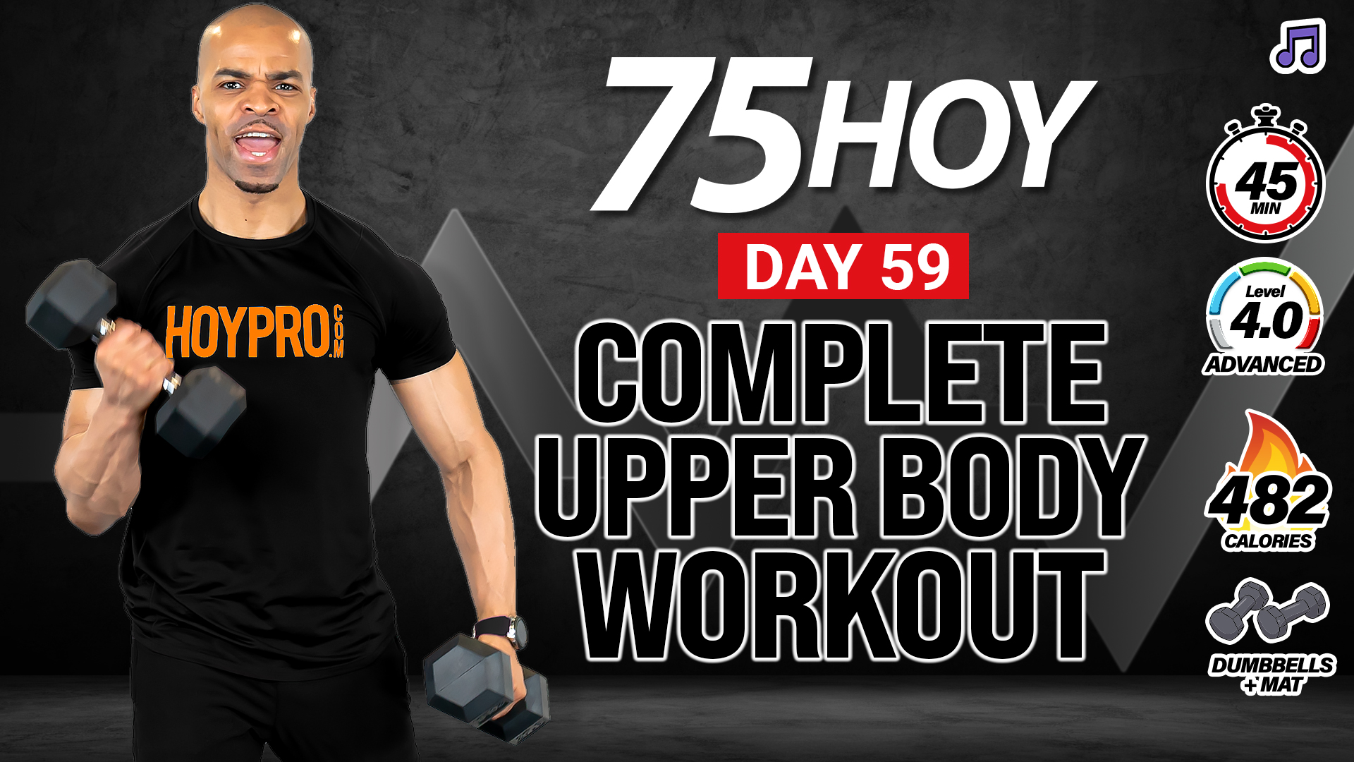 30 & 45 Minute Complete Upper Body Strength Workout - 75 HOY #59