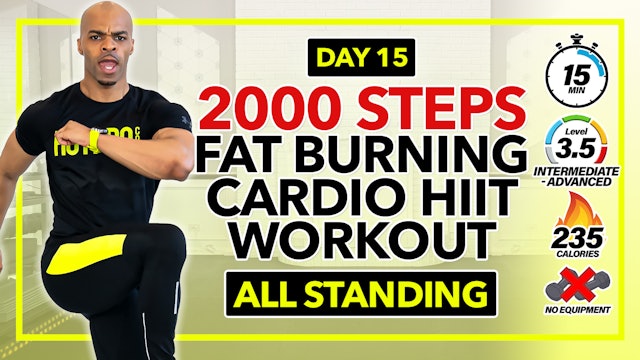 15 Minute Fat Burning Cardio HIIT Workout - 2000 Steps #15