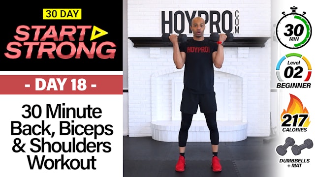30 Min Beginner Back, Biceps and Shoulders Workout - START STRONG #18