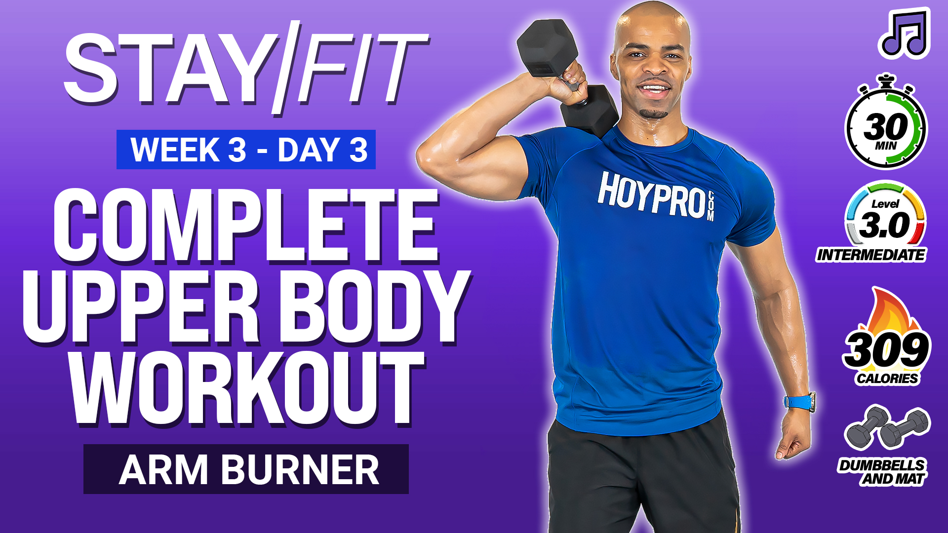 30 Minute COMPLETE Upper Body Workout - STAY/FIT W3: Day 3 (Music)