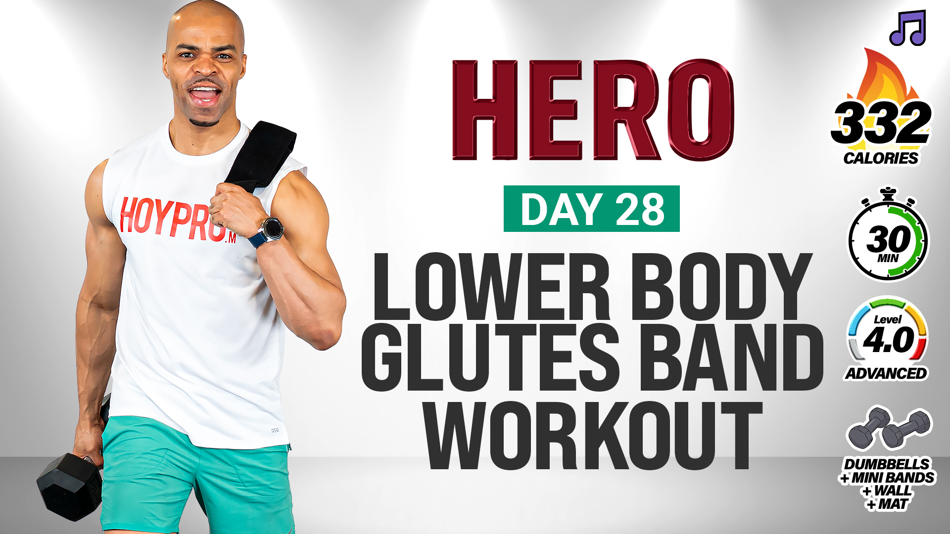 30 Minute Lower Body Glute Band Strength Workout - HERO #028 (Music)